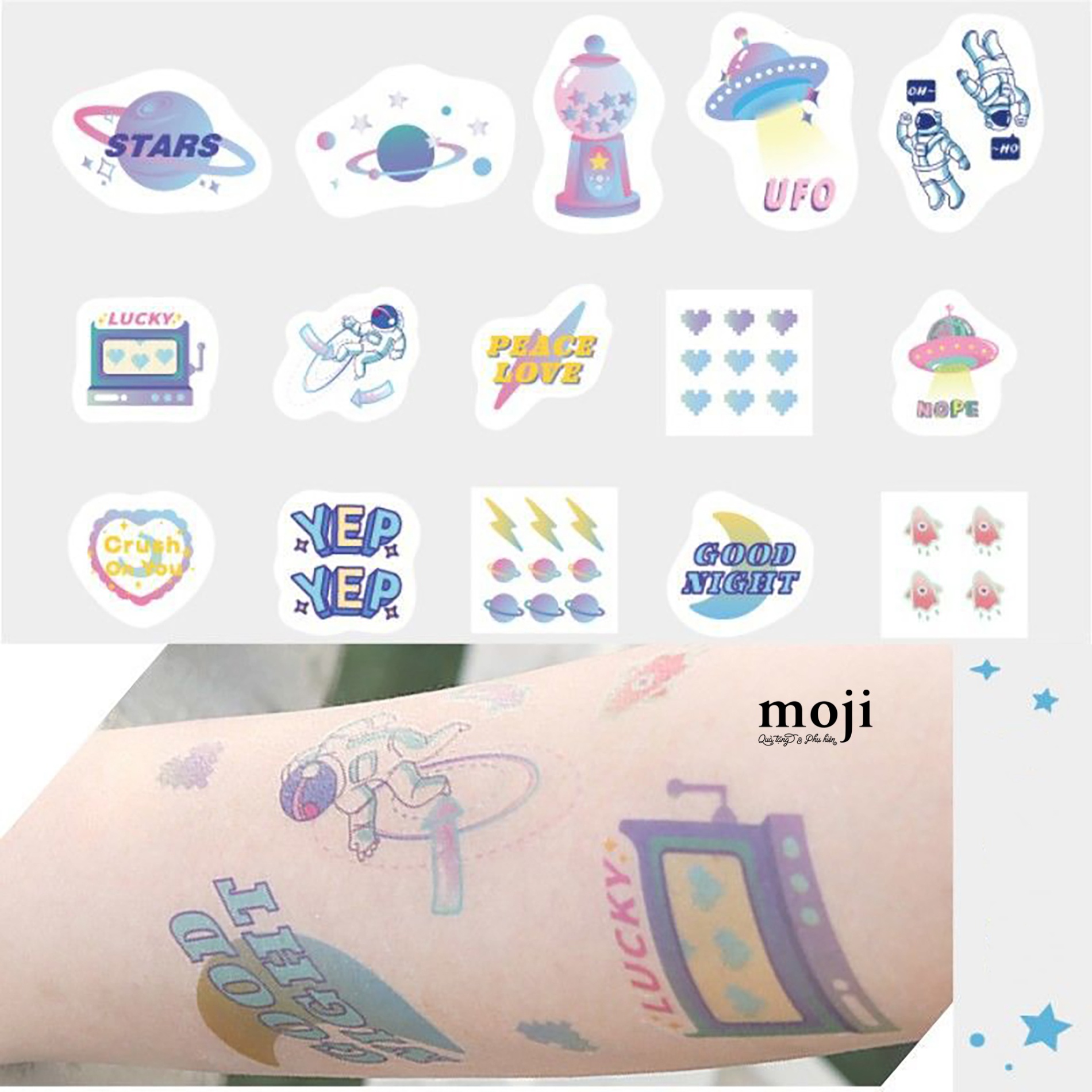 Tattoo Phi hành gia astronaut peace love heart in space