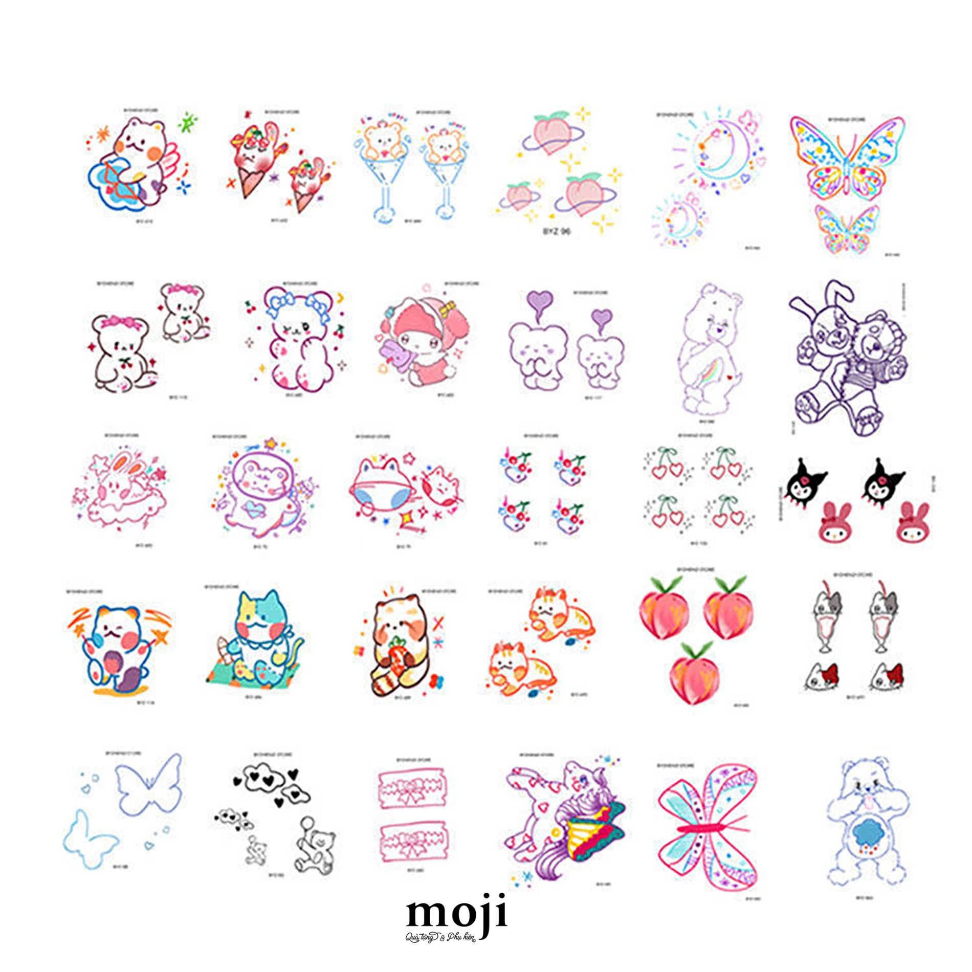 Tattoo Colorful animal heart fruit moon