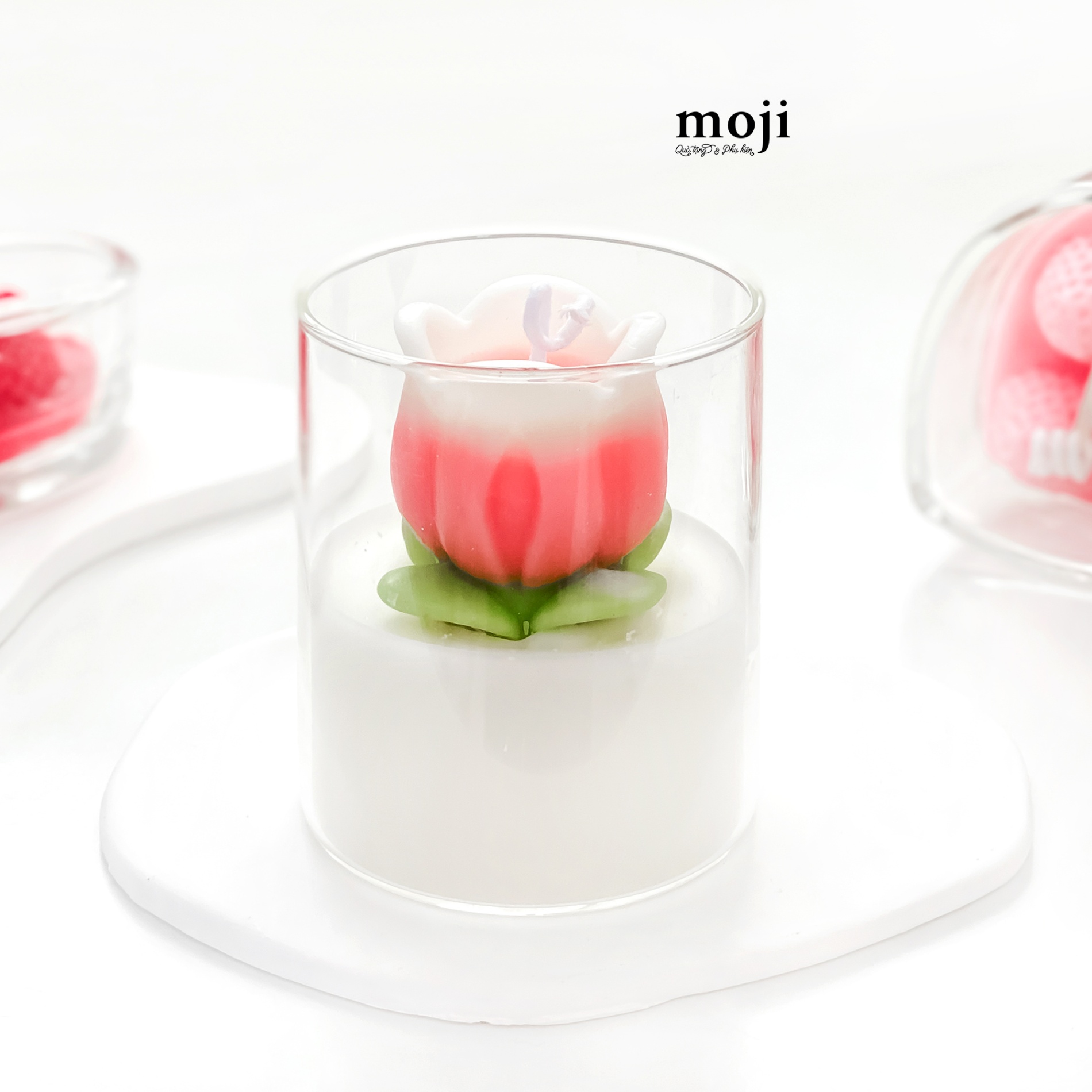 Nến thơm hũ Tulip flower with rose 6x8