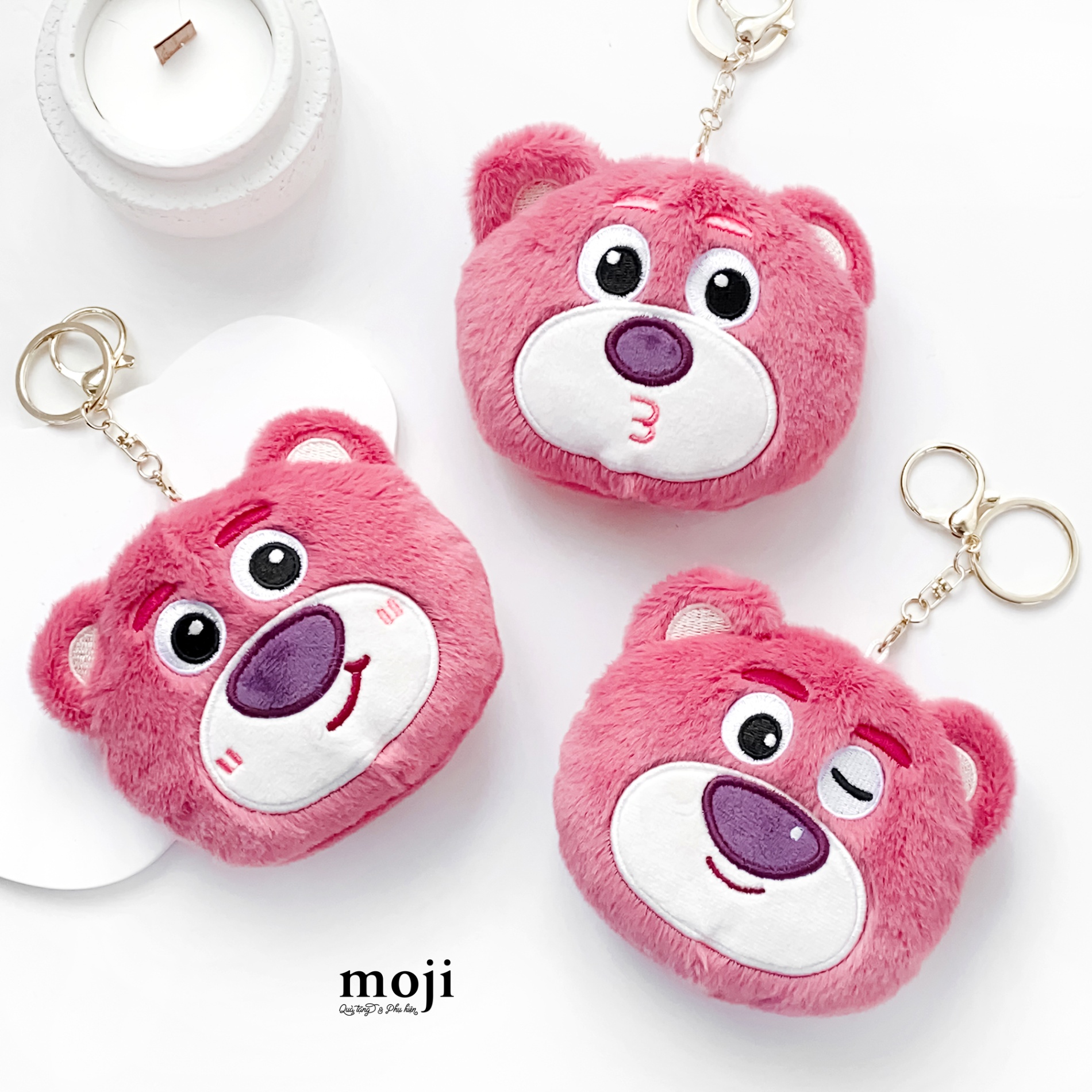 Túi ví đa năng TS Gấu dâu Lotso emotion face có tai 9x10