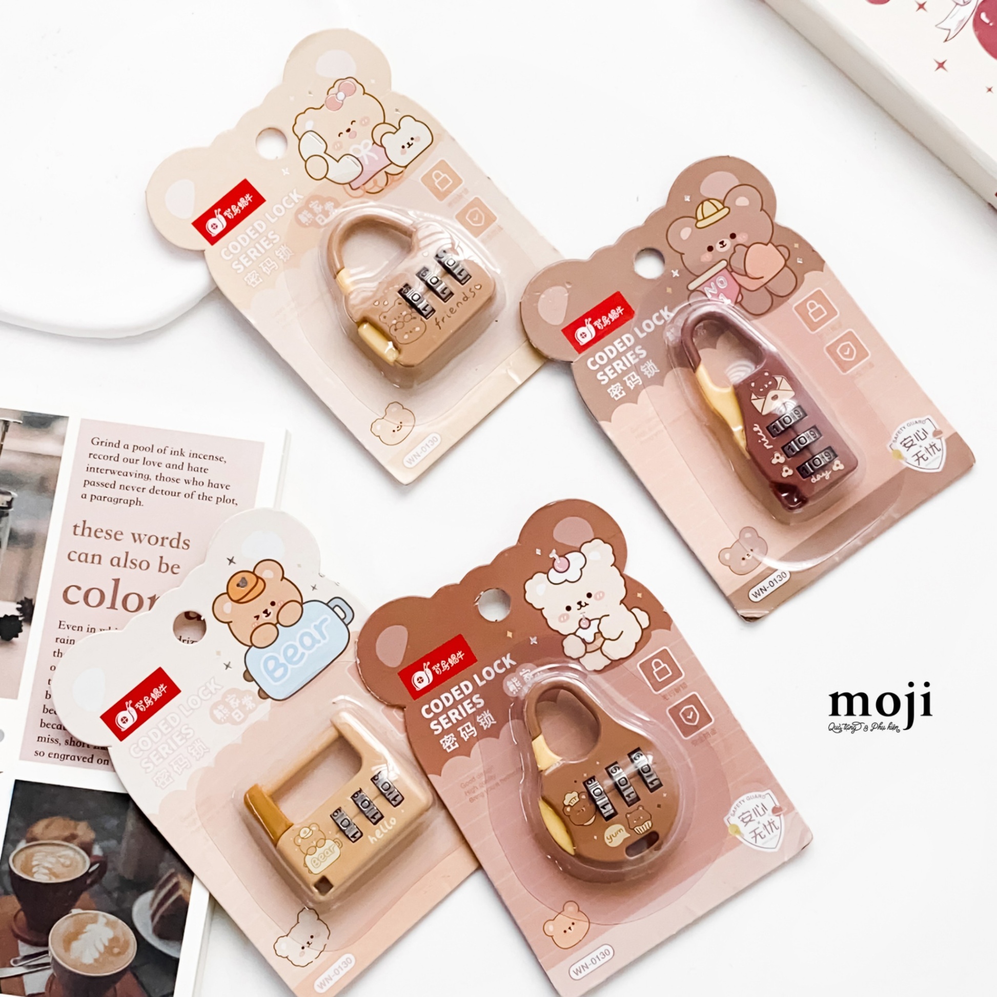 Ổ khóa mini password Baby bear warm tone