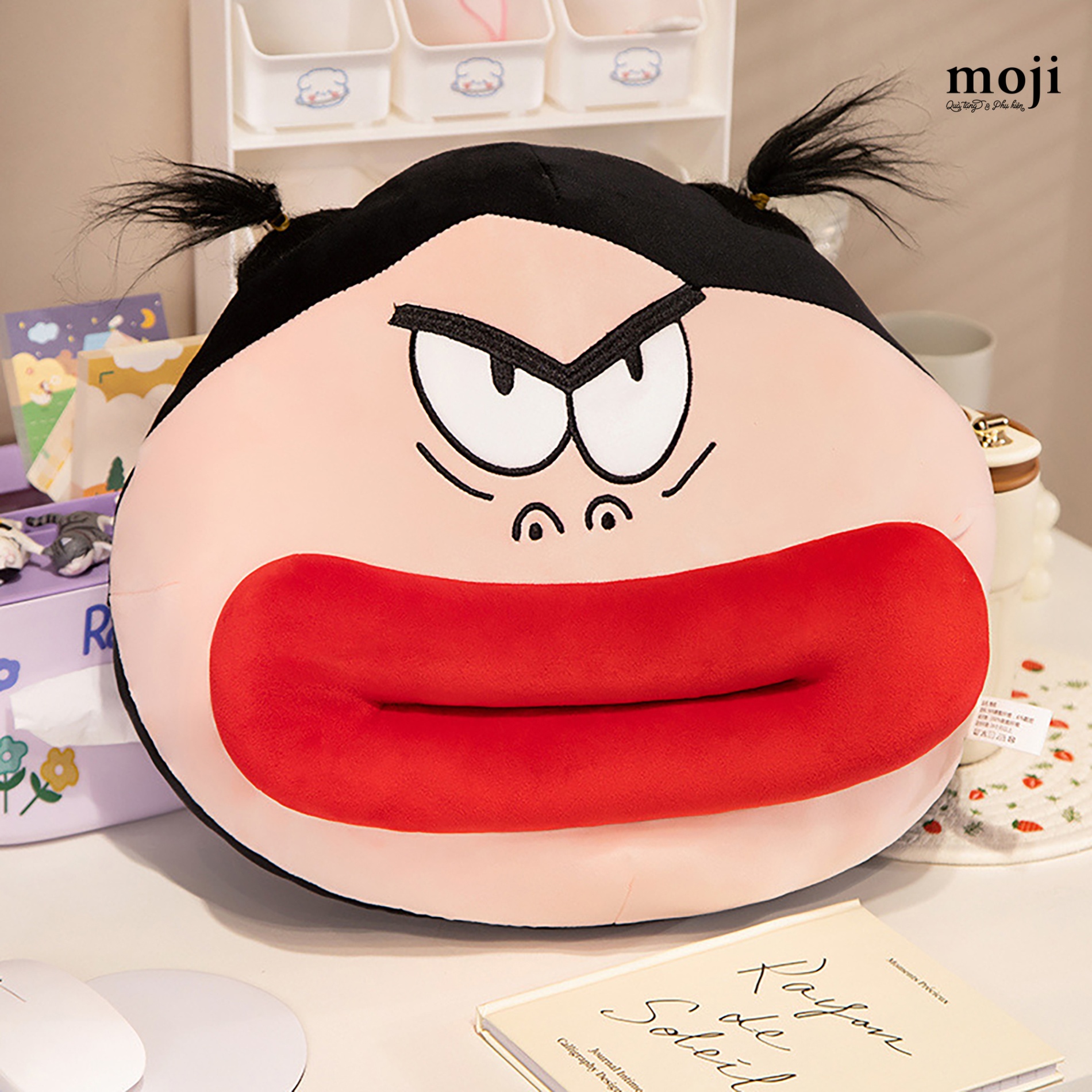 Gấu bông MJ Funny vibes funny girl môi dày có tóc 35x40