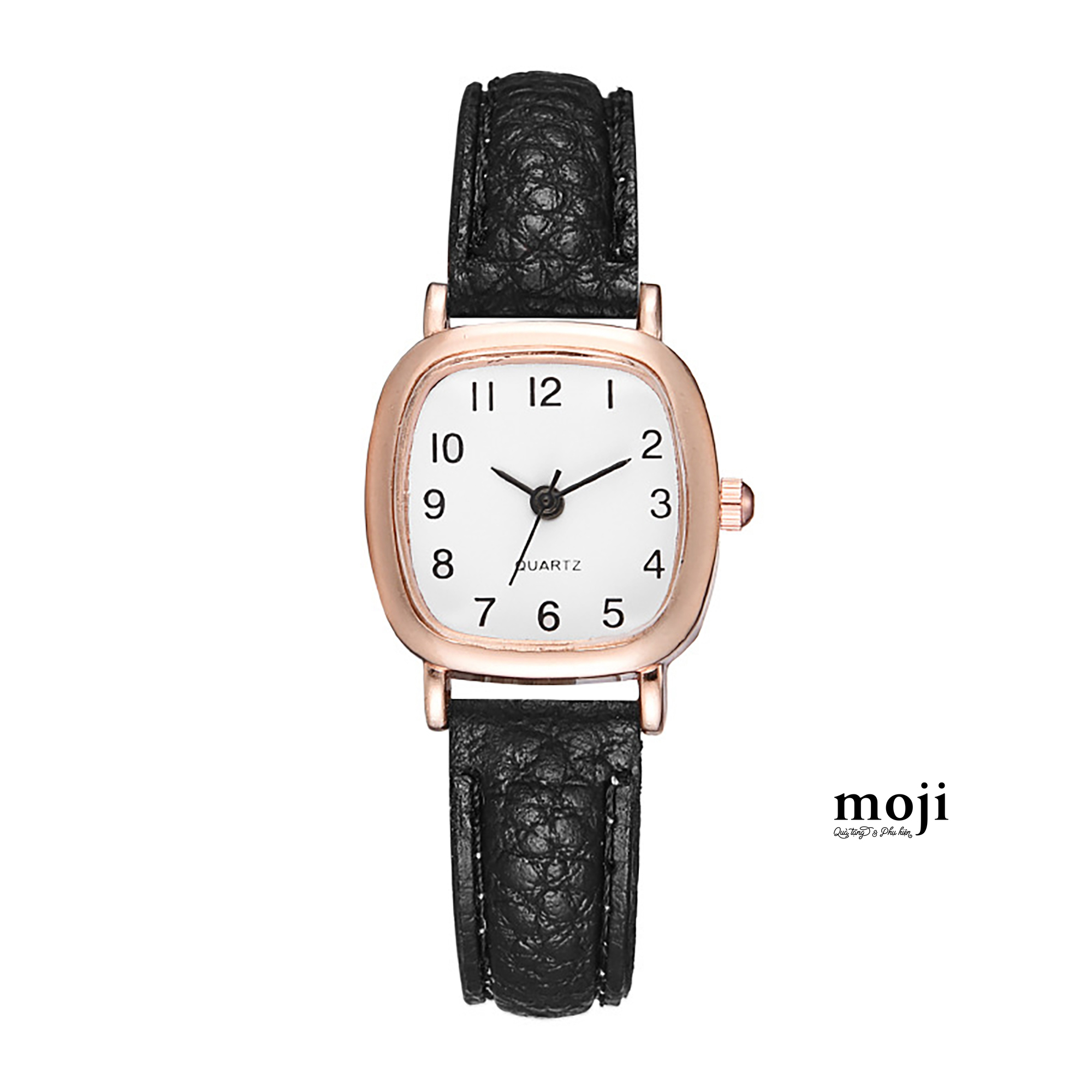 Đồng hồ MJ dây da nứt QUARTZ mặt vuông bo góc 24mm