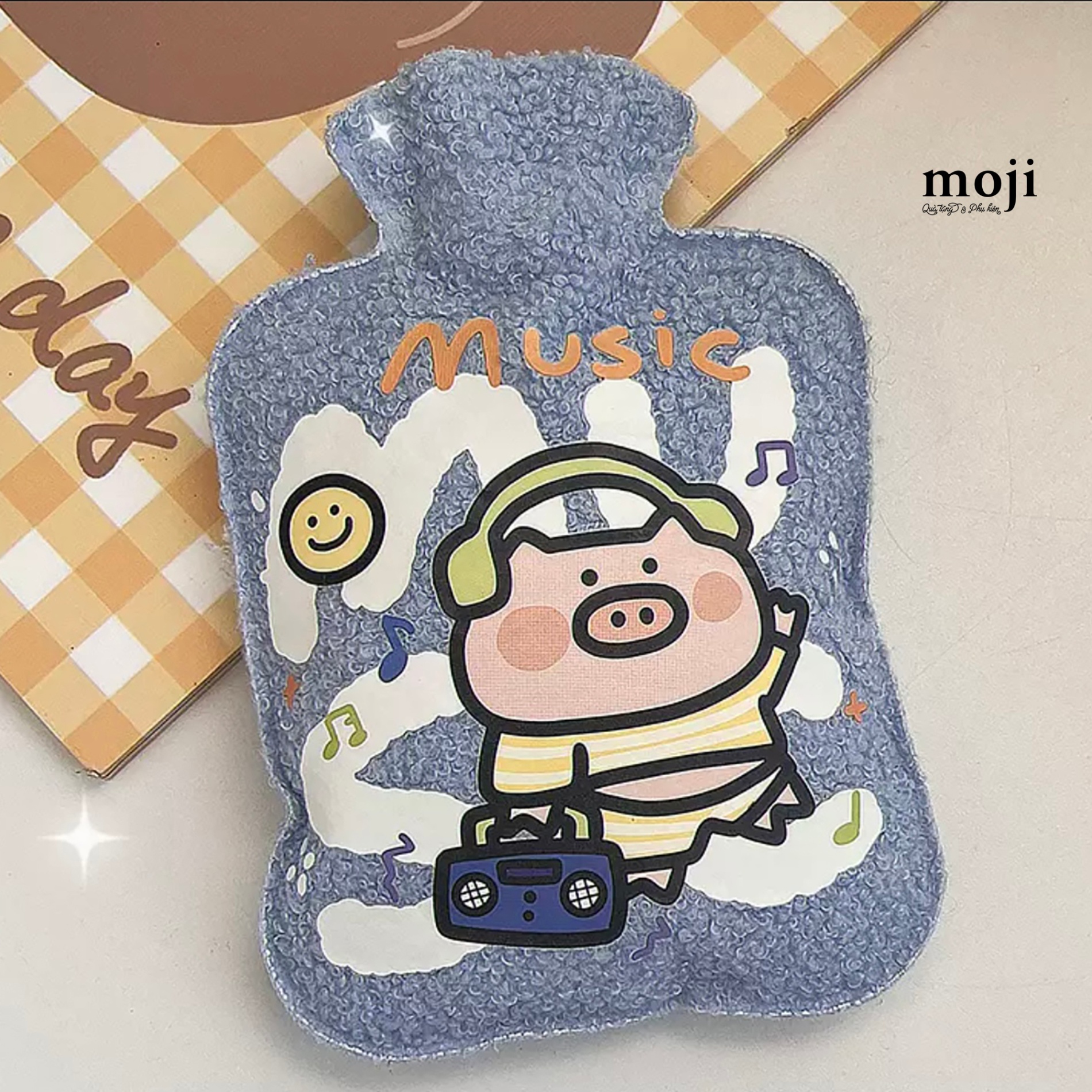 Túi chườm giữ nhiệt bọc vải Cute animal nền chữ 14x21
