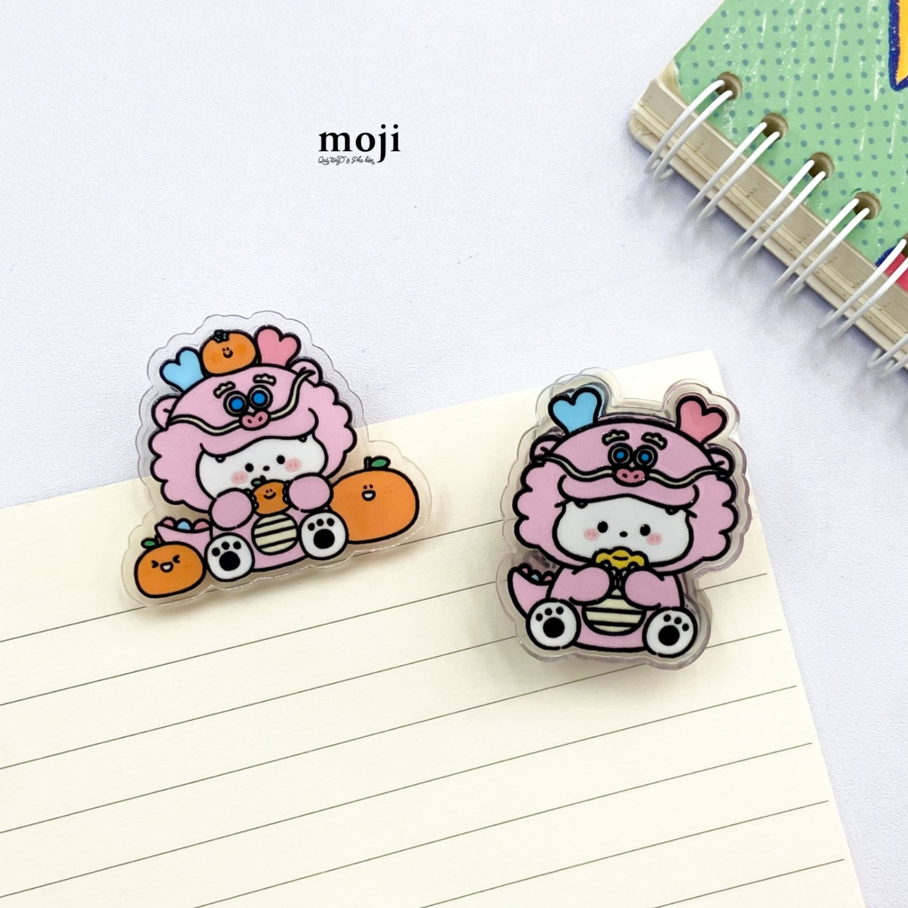 Kẹp tài liệu mini acrylic Animal cosplay rồng cute dragon fruit thỏi vàng