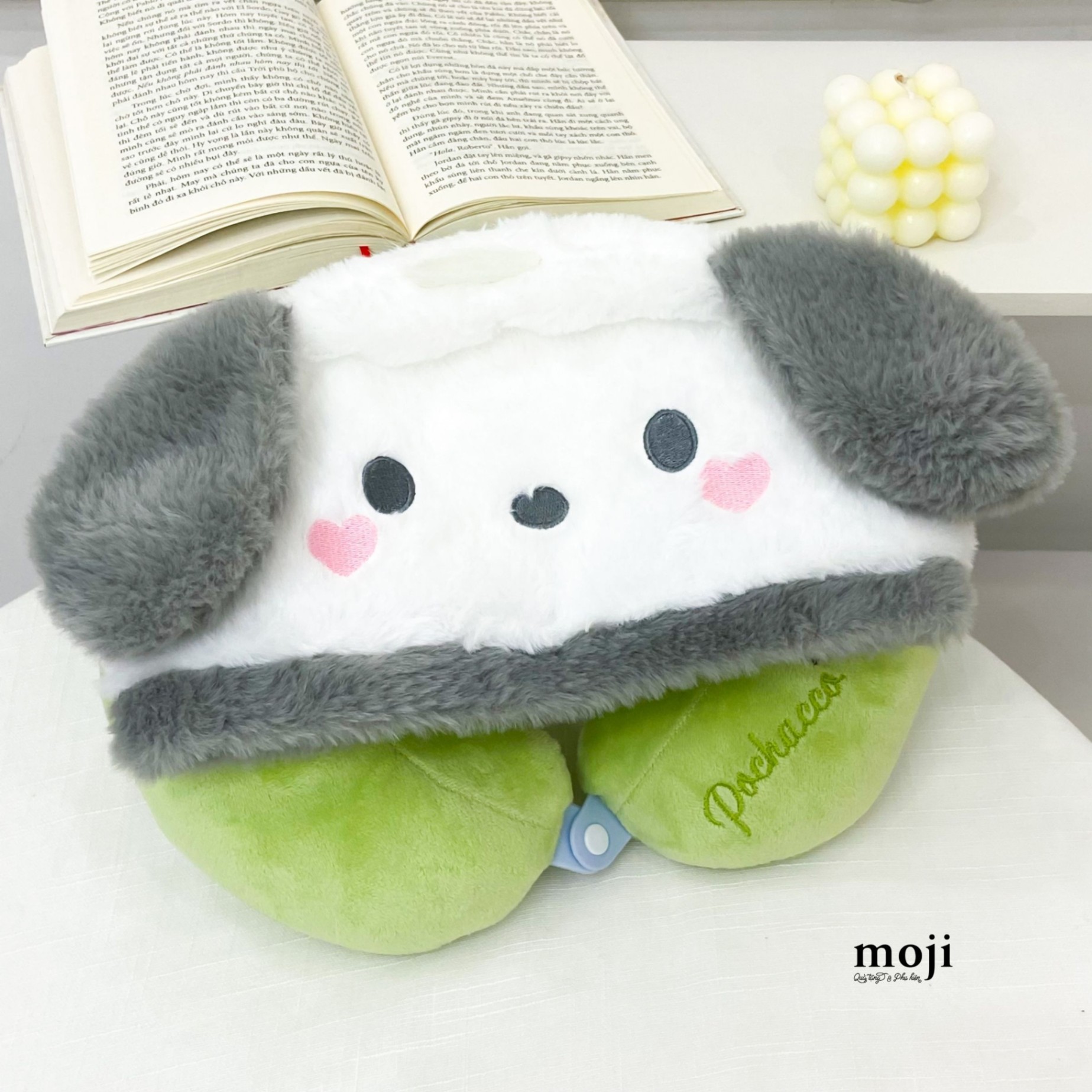 Gấu bông chữ U có mũ Cute dog heart cheeks phối màu cao cấp