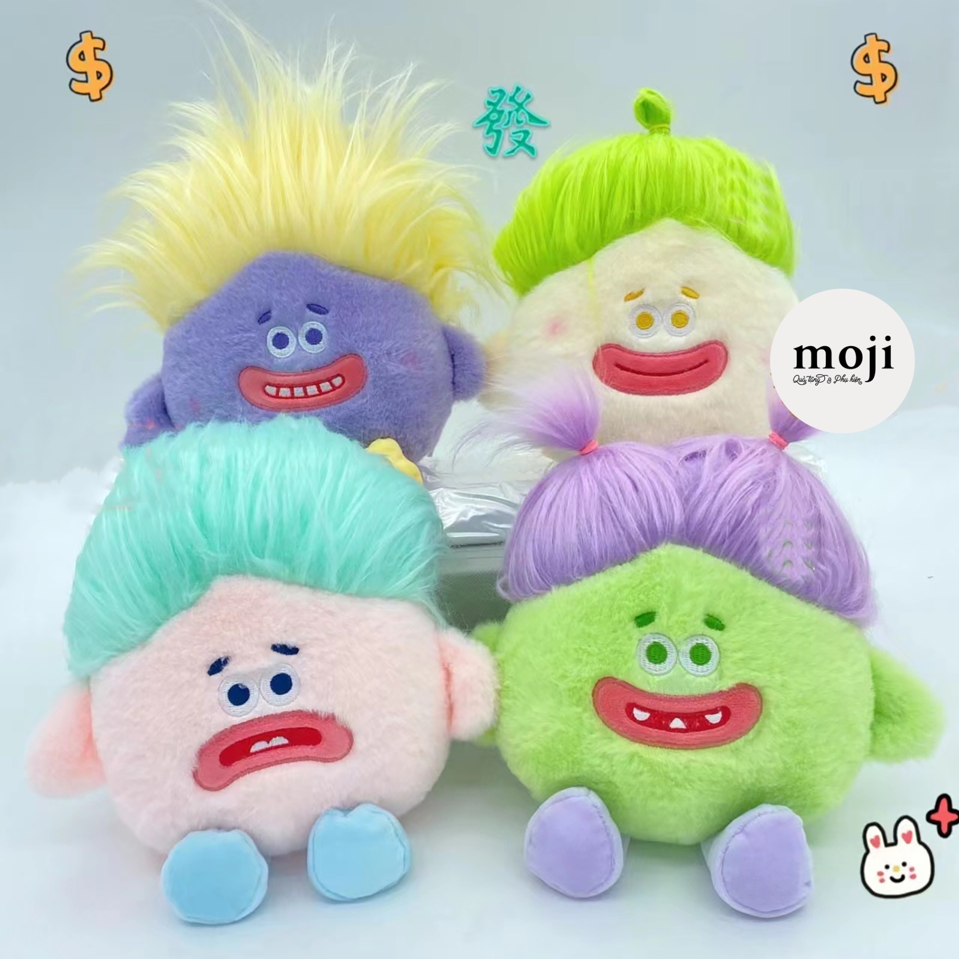 Gấu bông MS Funny vibes colorful monster môi dày có tóc 25cm