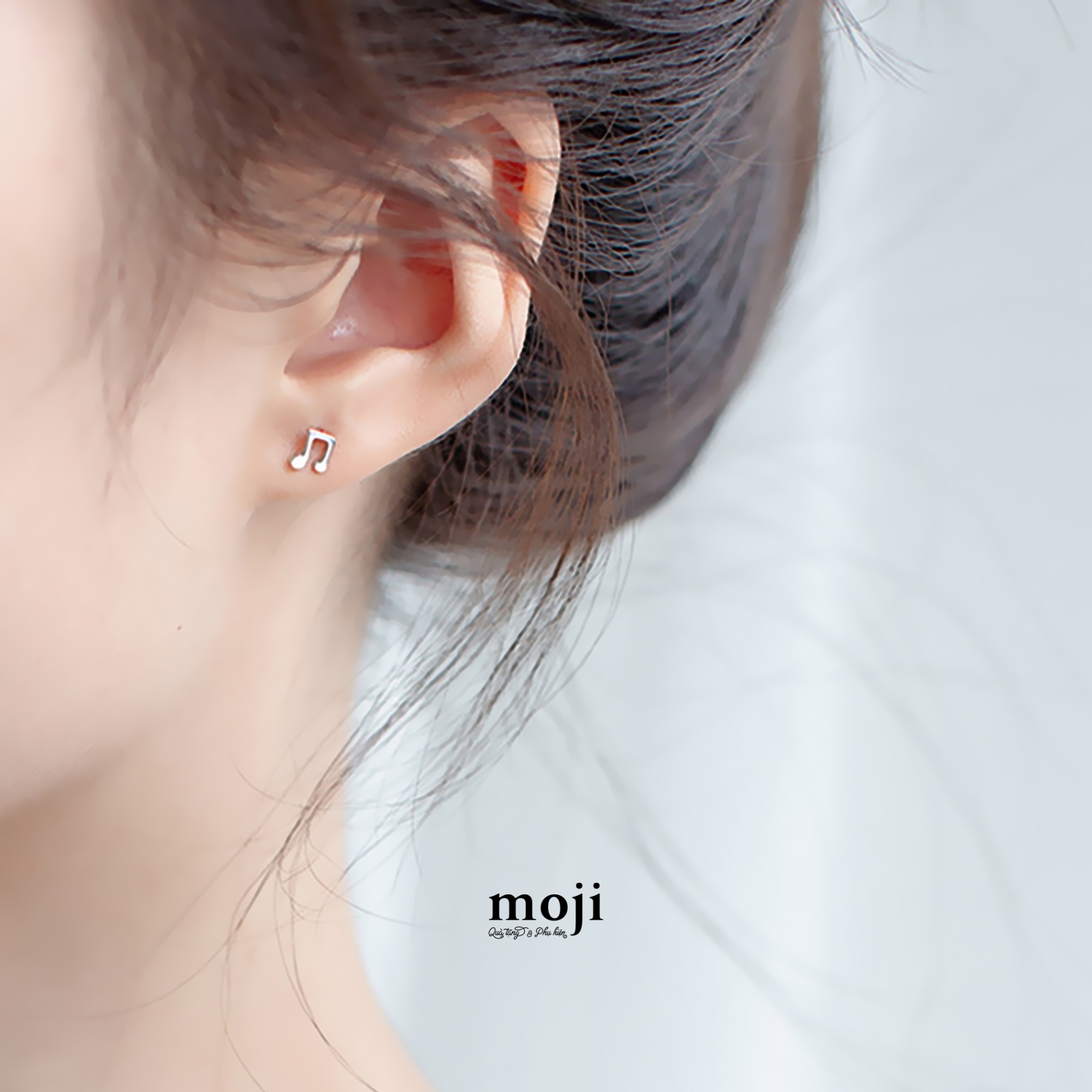 Khuyên tai mạ bạc Nốt nhạc