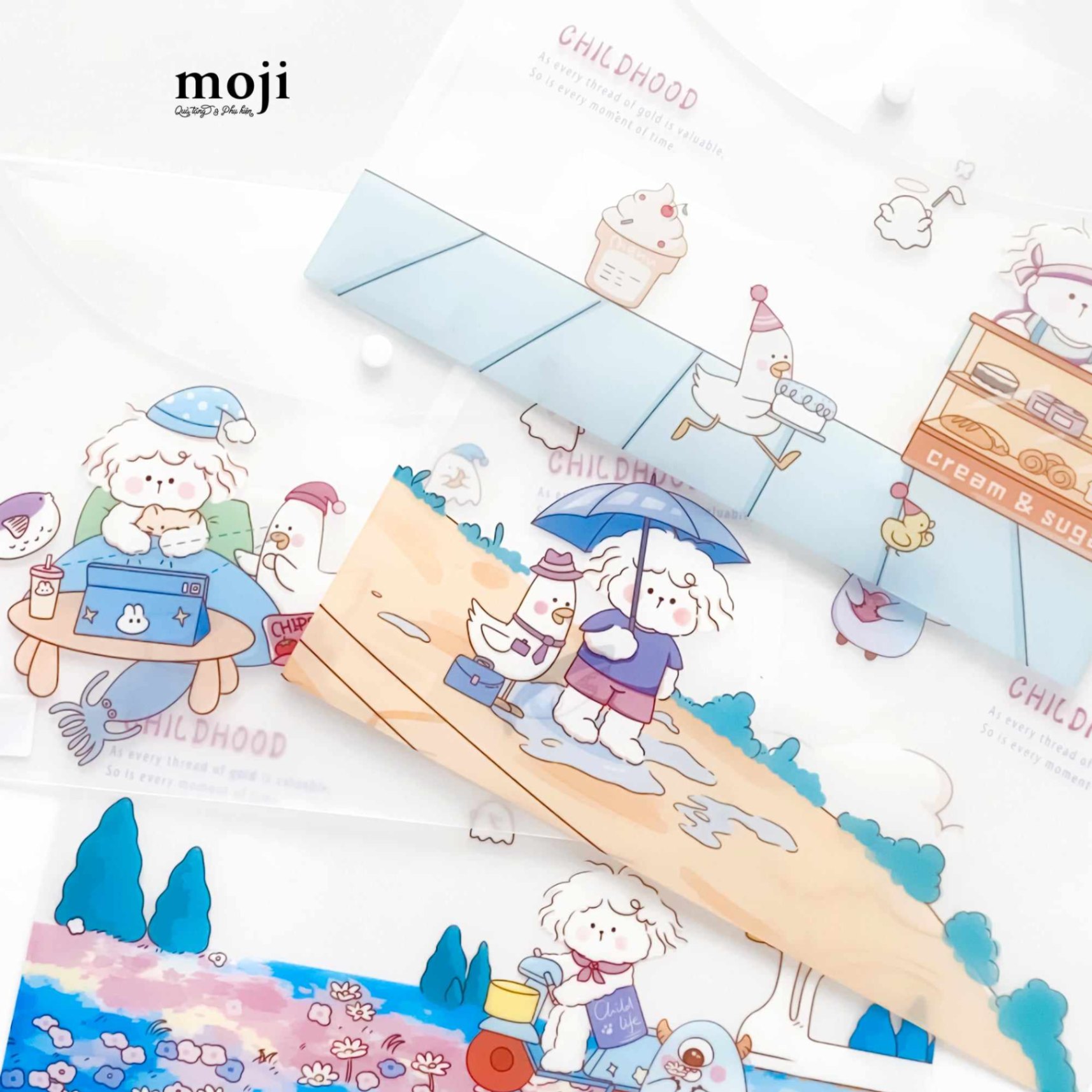 Túi đựng tài liệu MJ cúc bấm Childhood with animal 23x32
