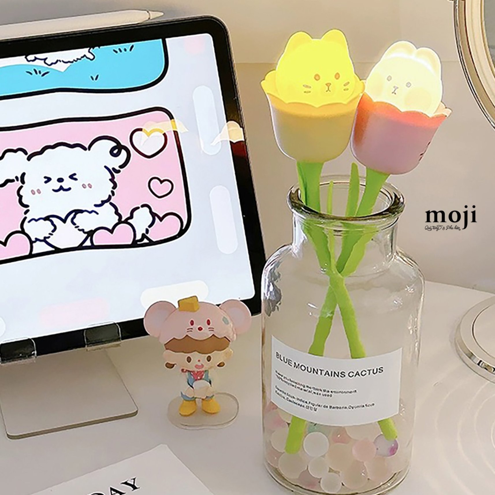 Đèn led trang trí Cute cat rabbit in the flower sạc tích điện