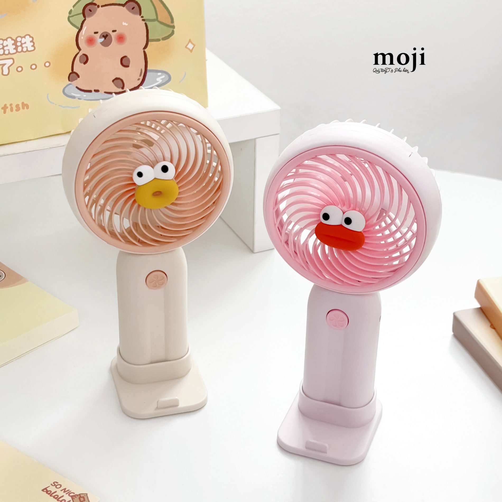 Quạt USB cầm tay sạc tích điện Funny vibes emotion face big eyes môi dày