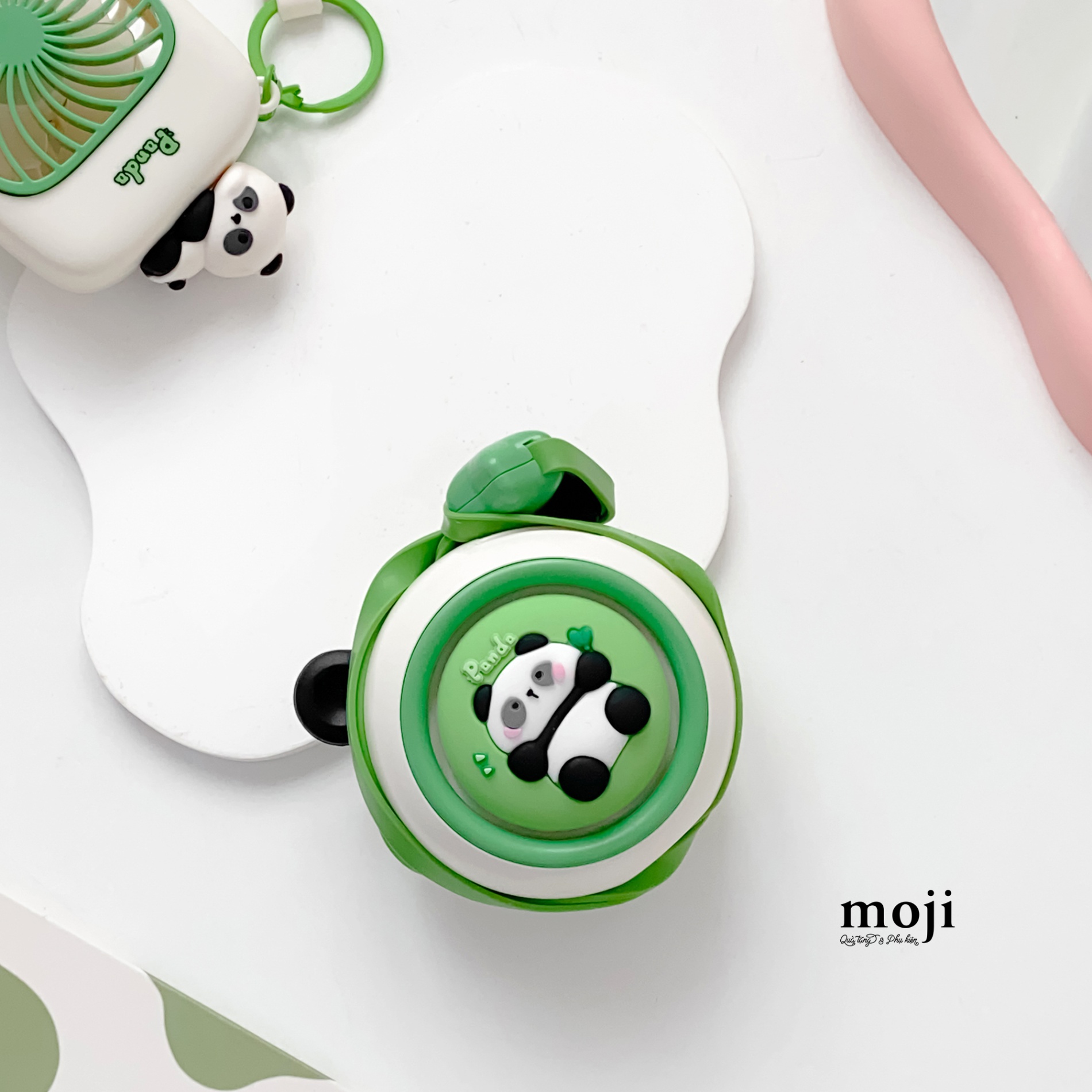 Quạt USB mini sạc tích điện Gấu trúc Panda bear face có tai