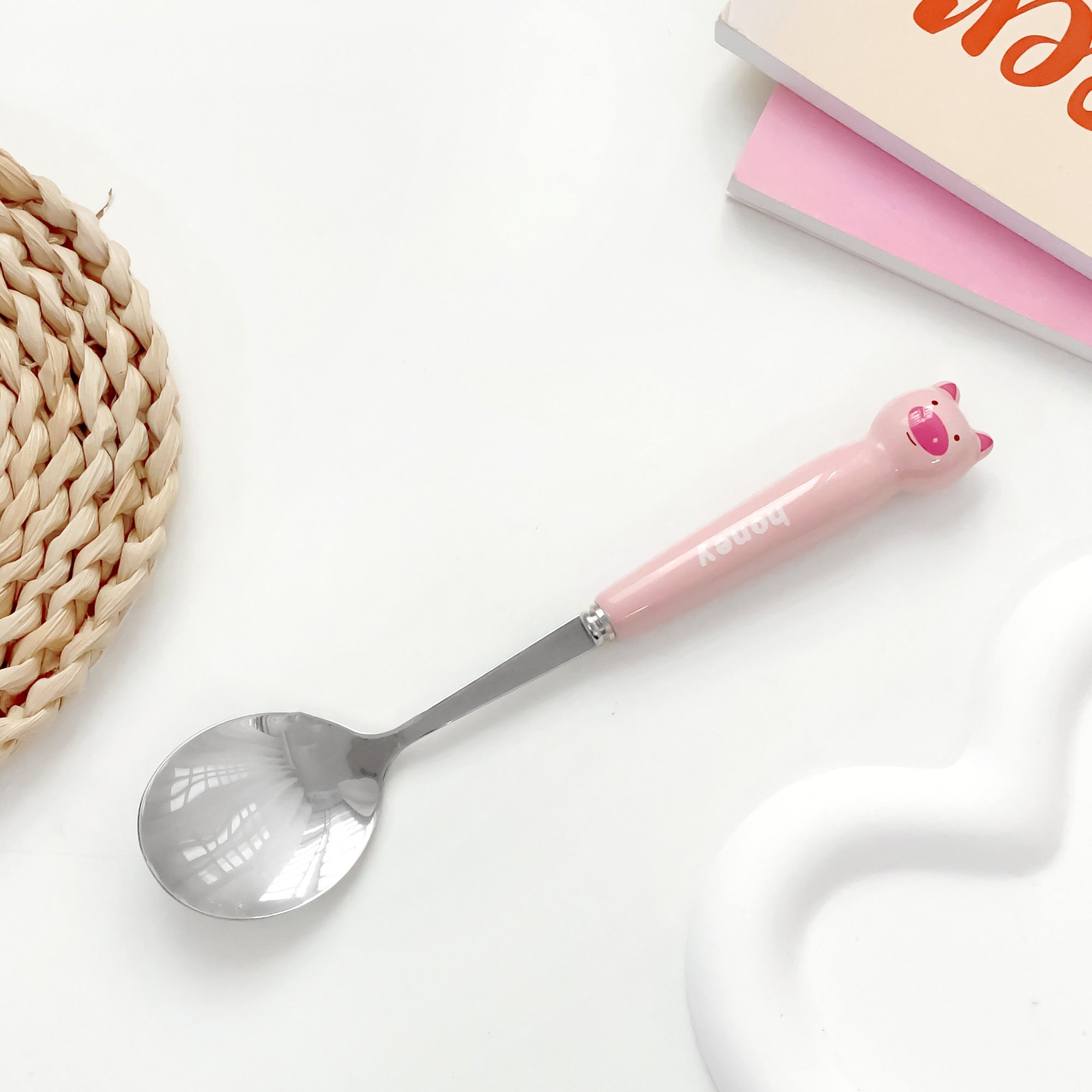 Thìa muỗng inox Heo hồng cute pig honey