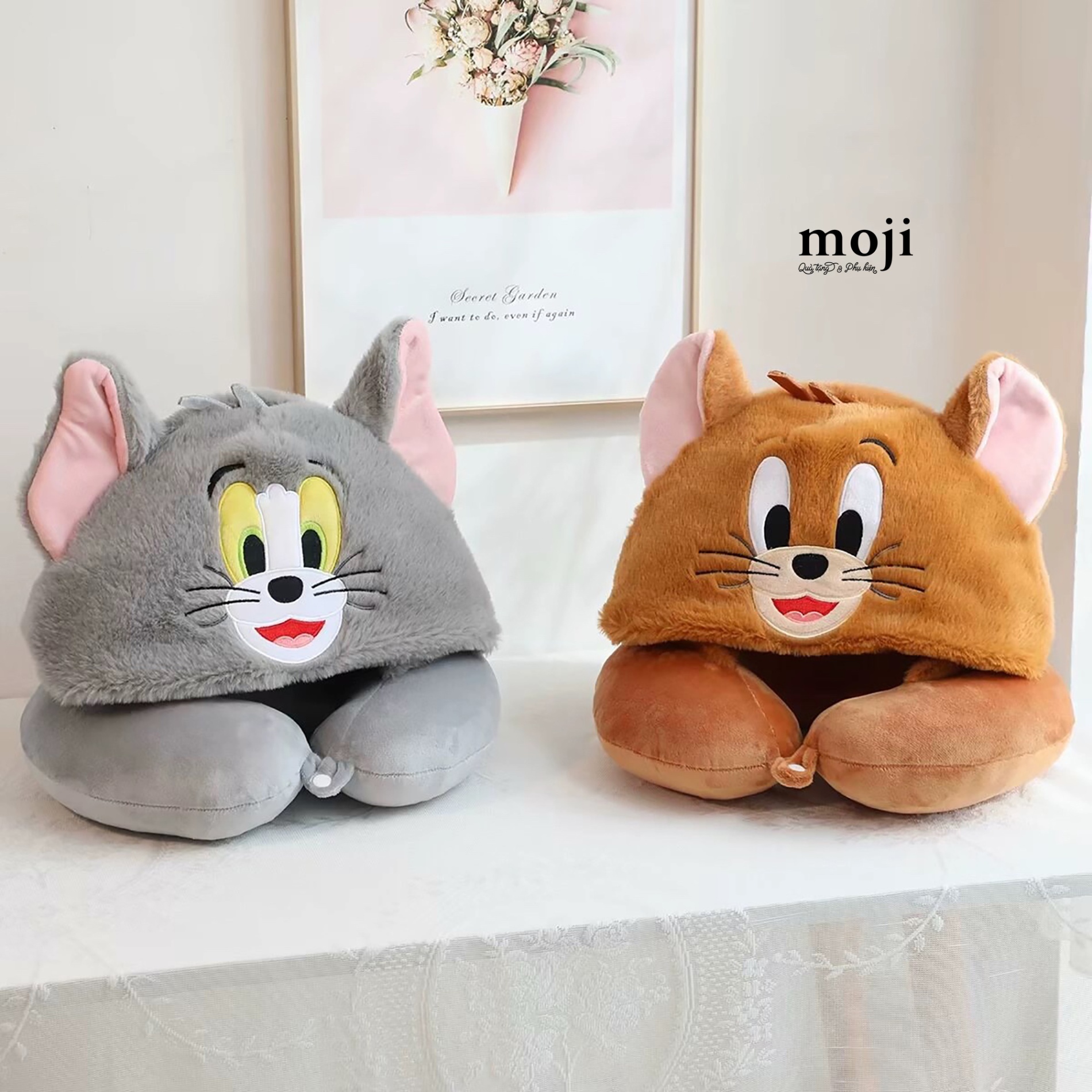 Gấu bông chữ U có mũ Mèo Tom Chuột Jerry có tai