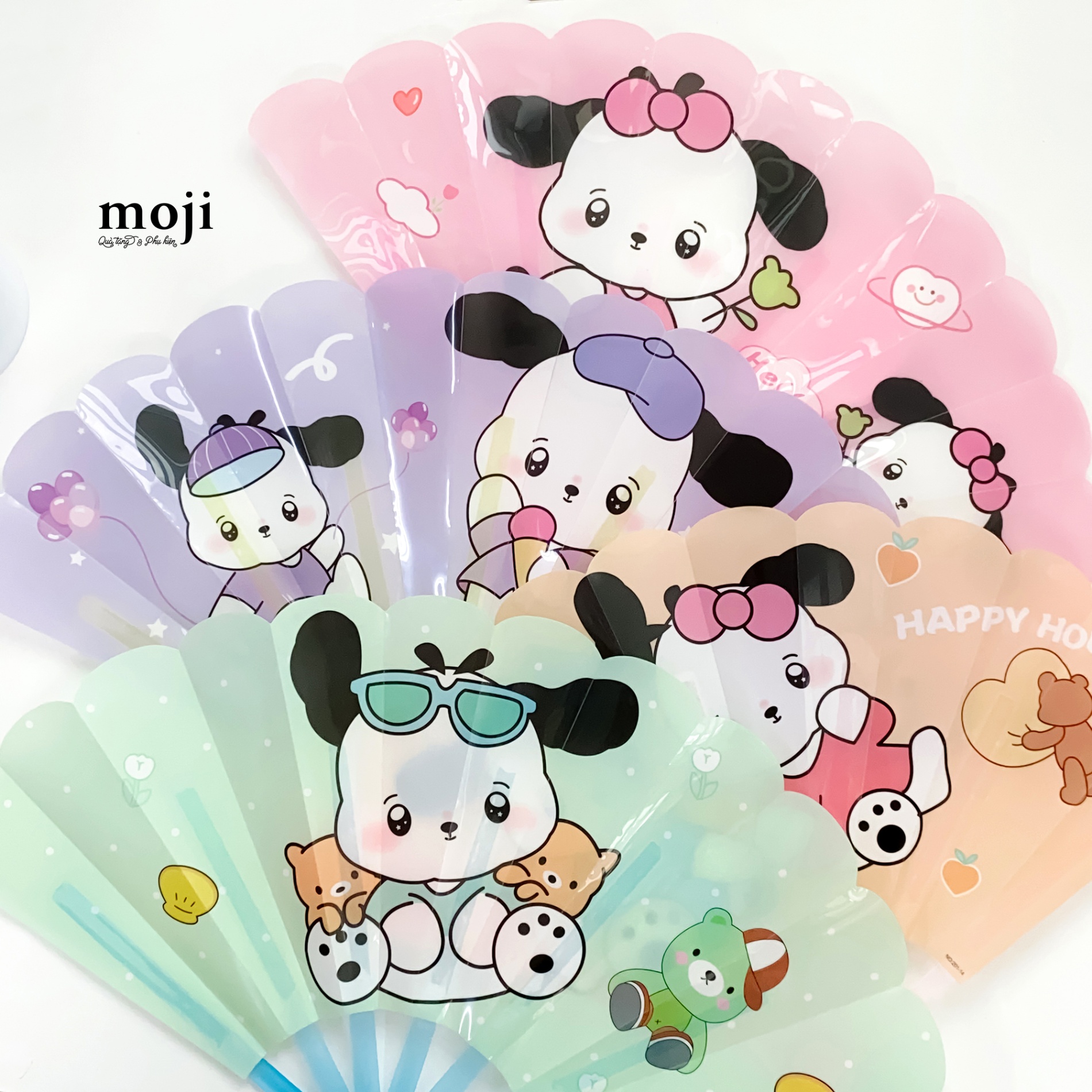 Quạt xòe MJ Cute dog happy hour