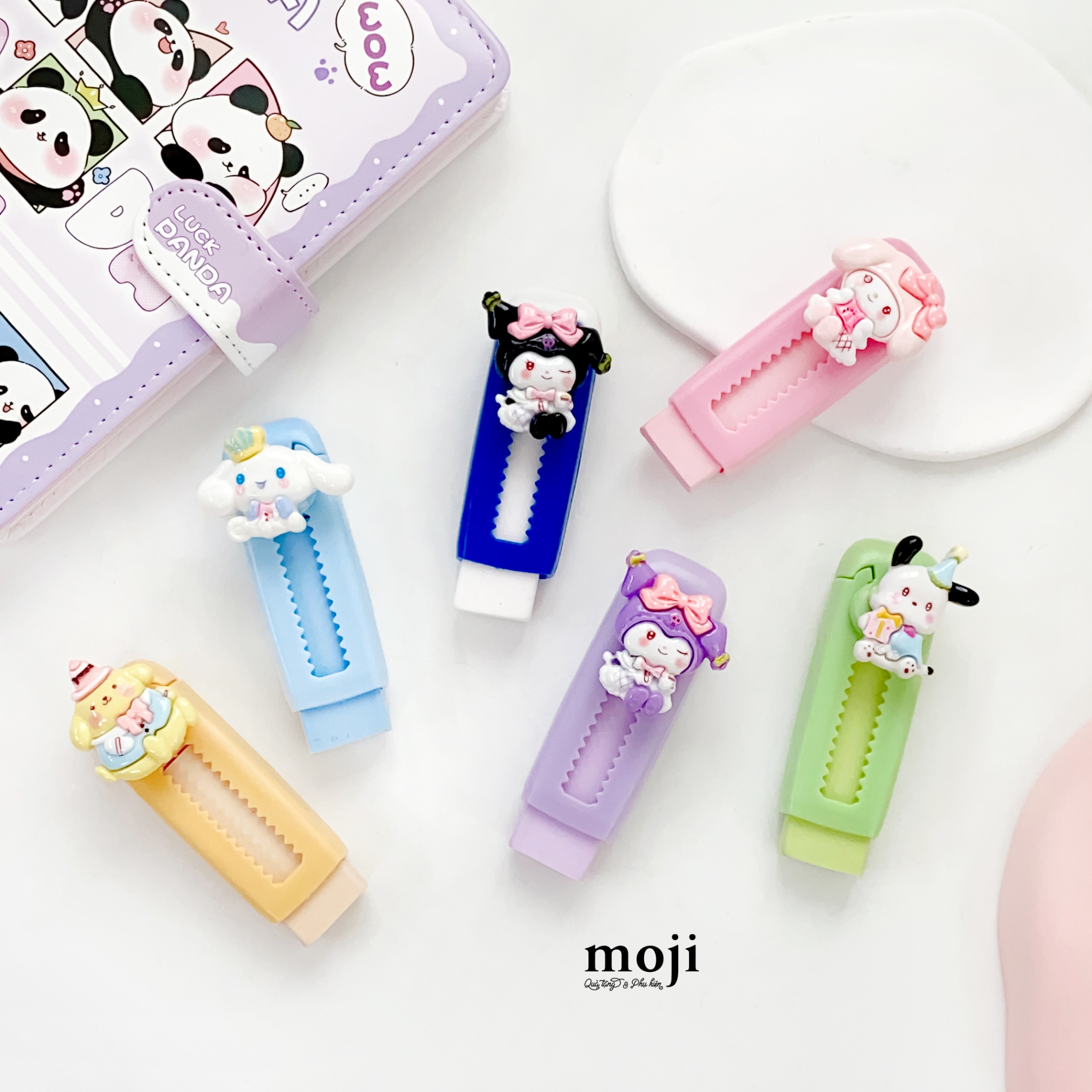 Cục tẩy gôm Sanrio family nơ nhỏ kèm phụ kiện