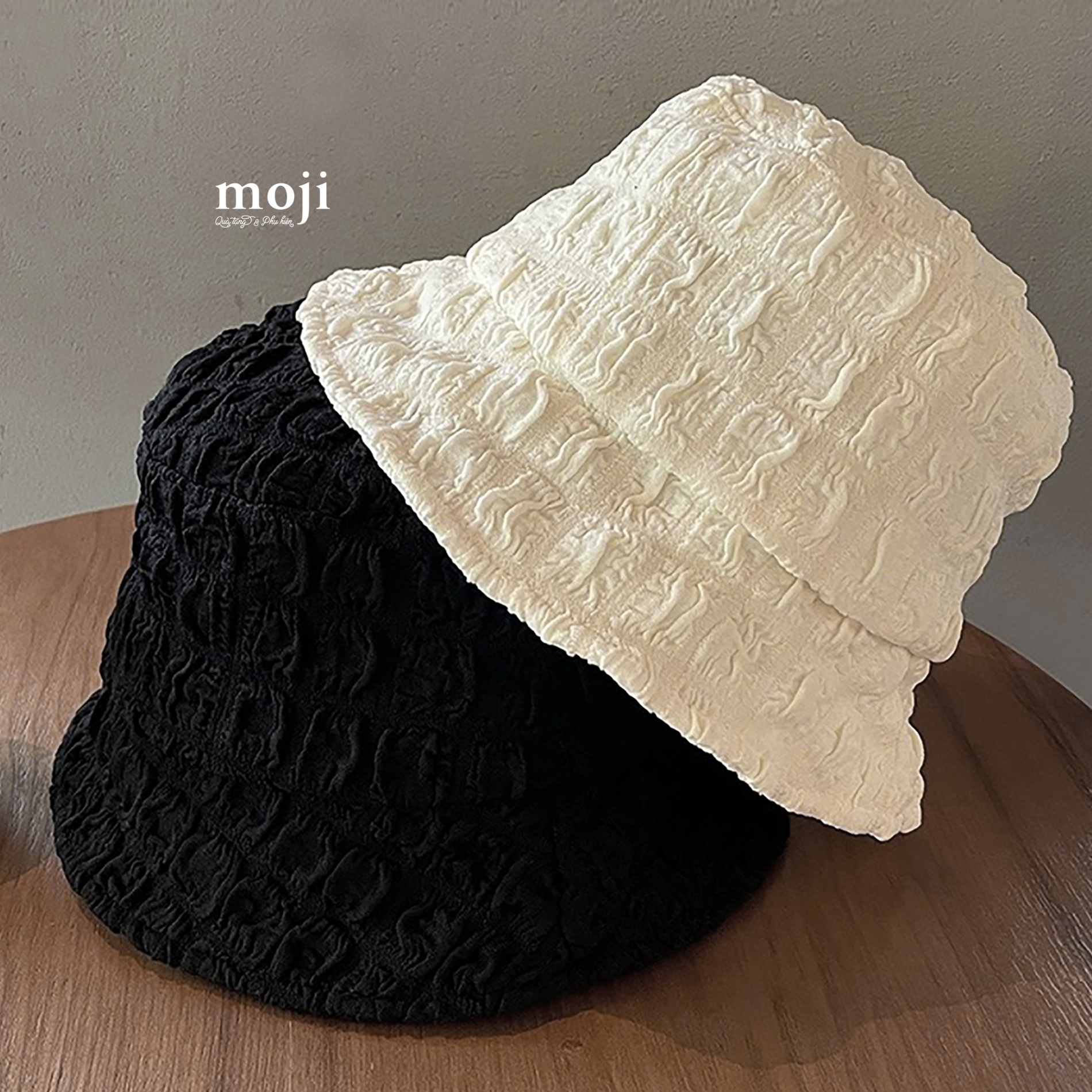 Mũ nón bucket Square wrinkled fabric one color