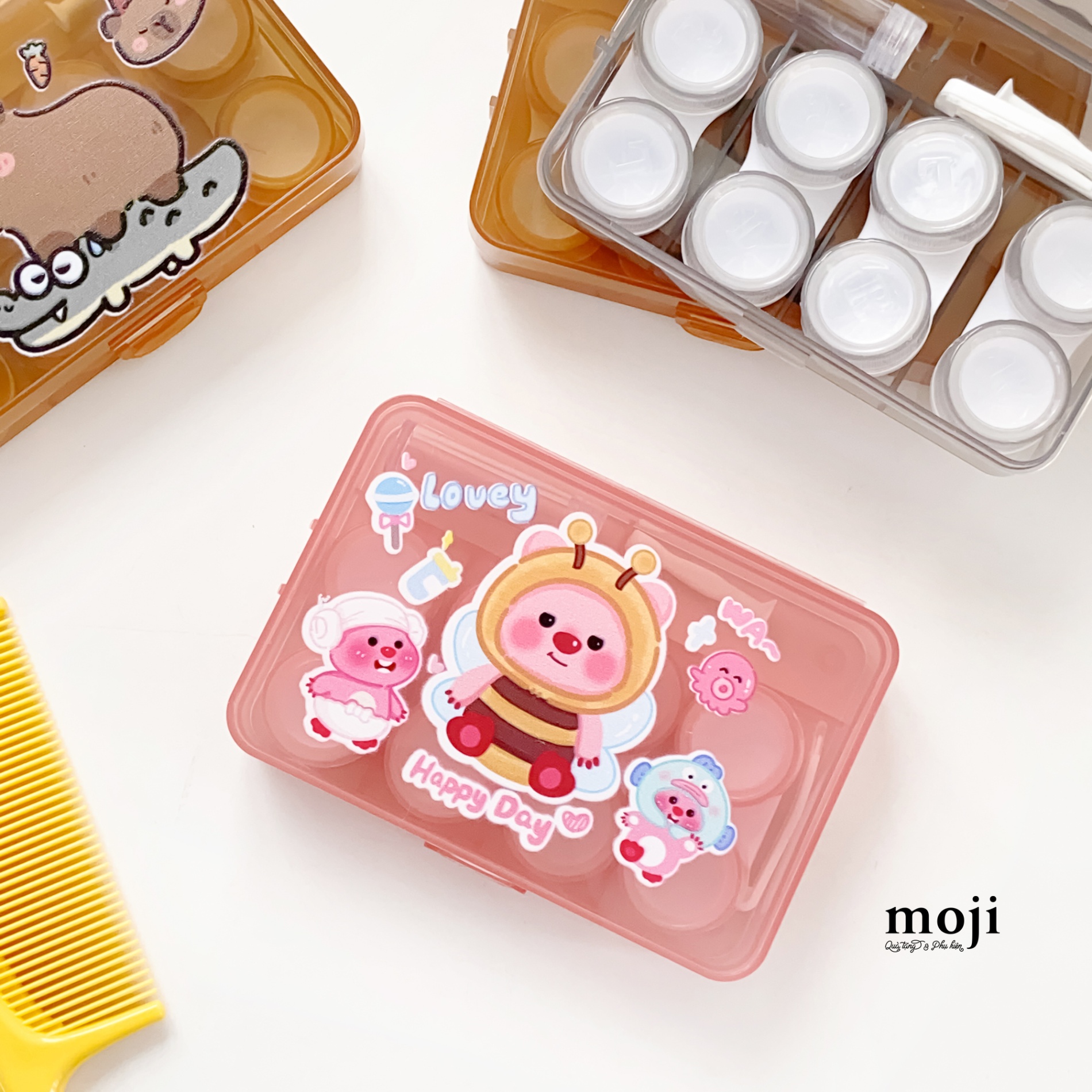 Hộp đựng lens Hải ly Loopy happy day set4