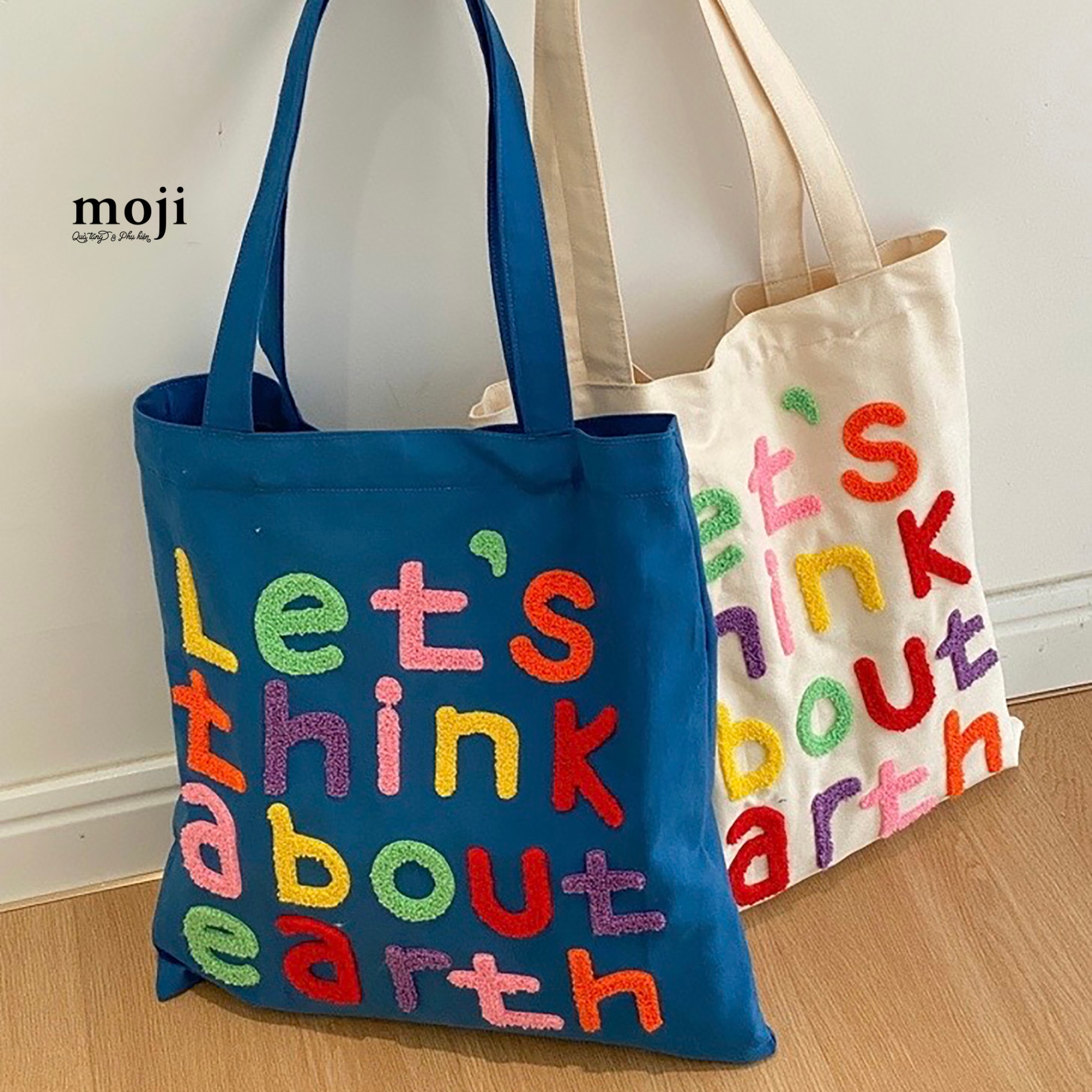 Túi đeo vải Let's think about Earth 38x40