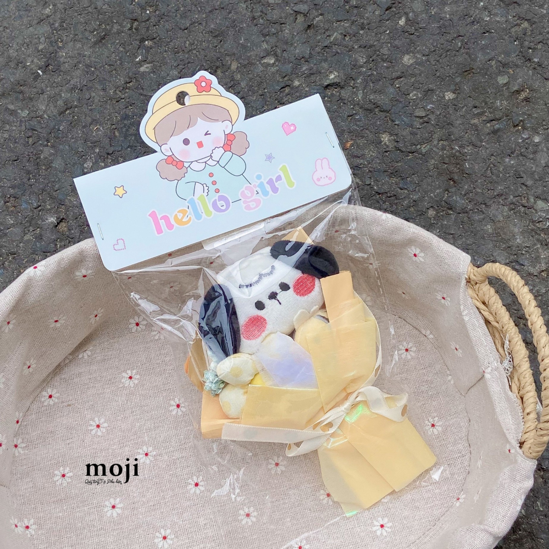 Hoa gấu bông bó Cute dog flower 14x24