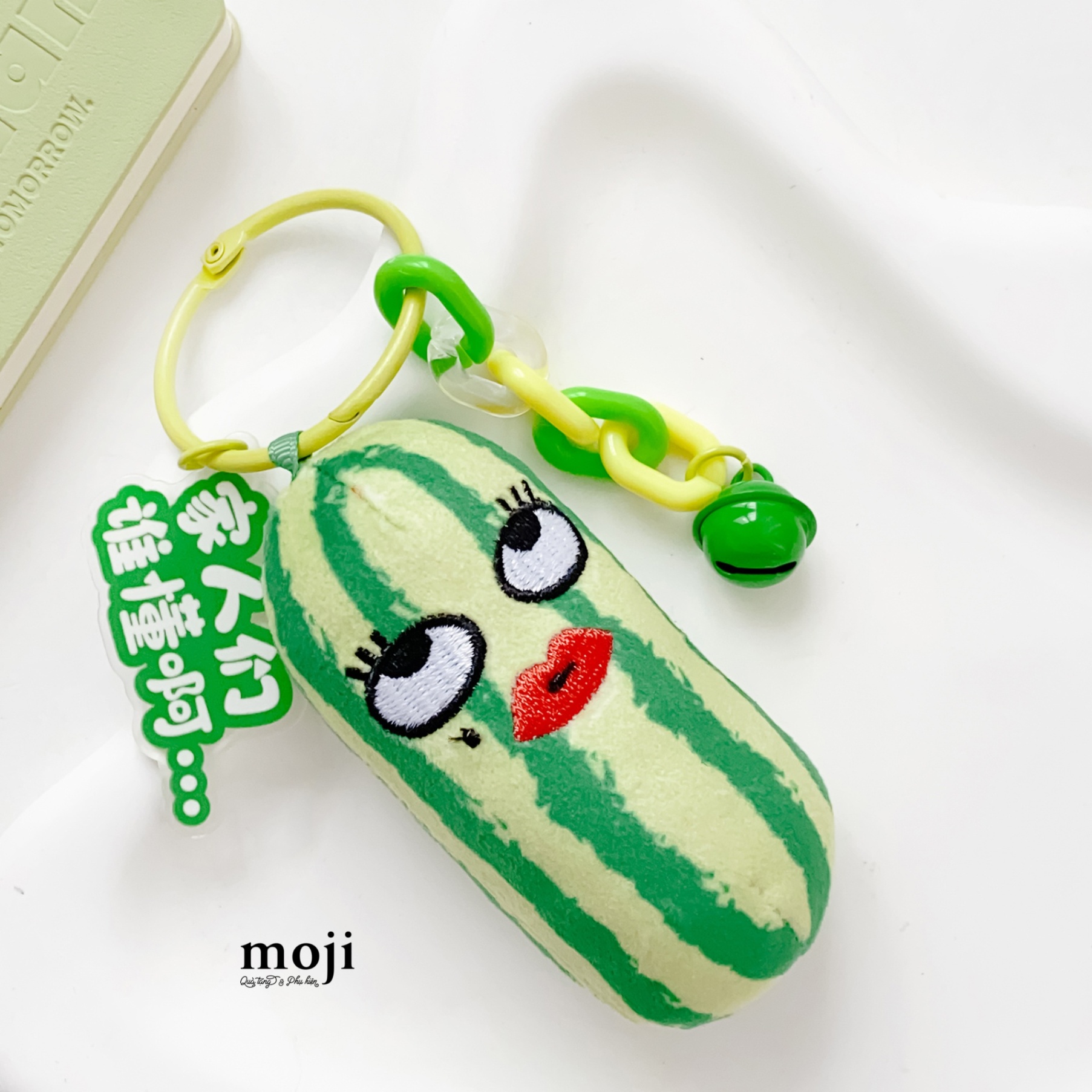 Móc khóa nhồi bông Funny vibes fruit watermelon môi đỏ phối xích leng keng có tiếng