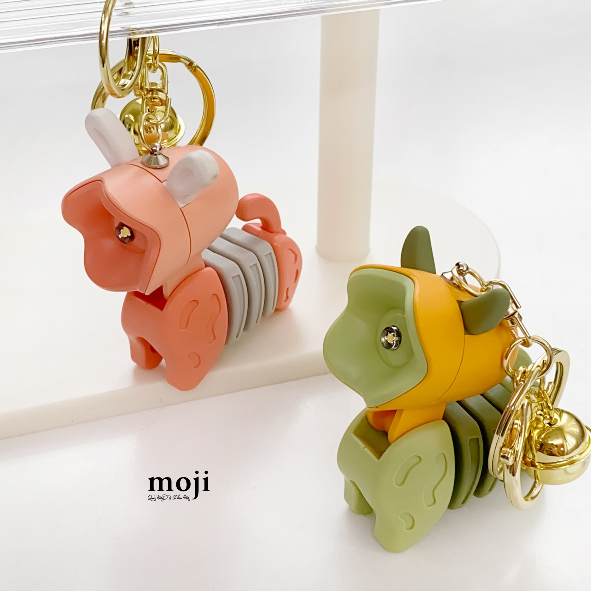 Móc khóa đèn led Cute dog flower face leng keng