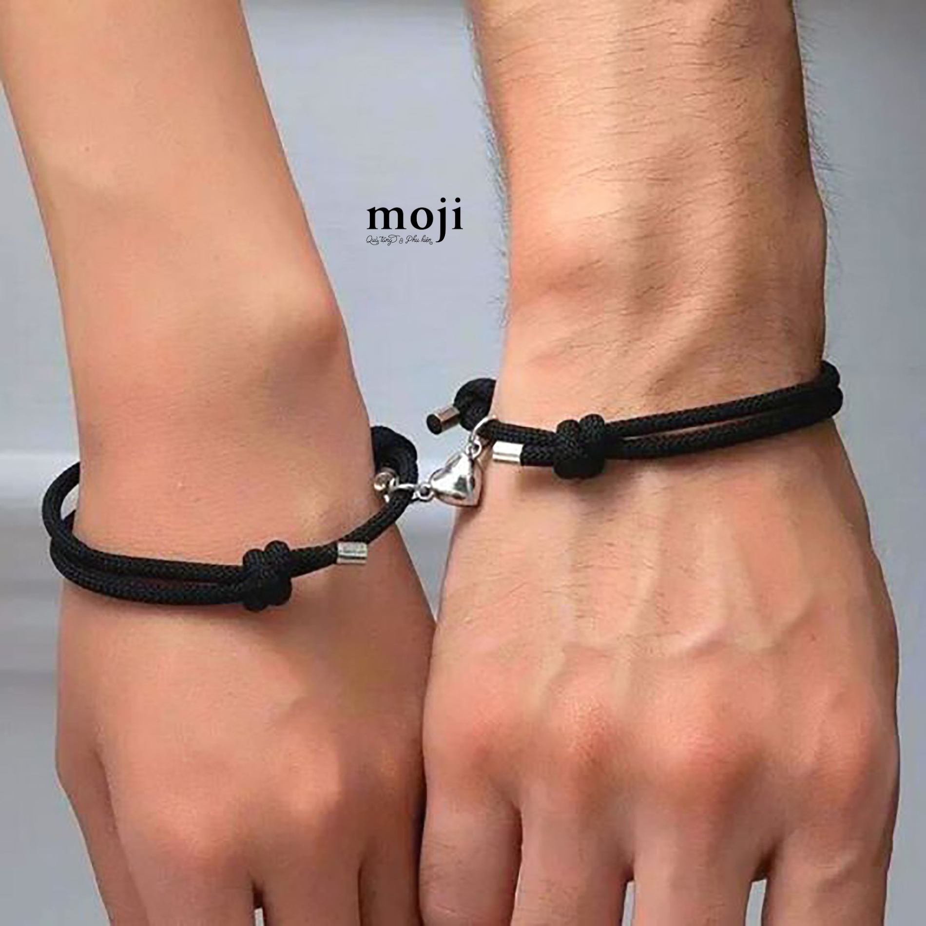 Vòng tay set2 Couple heart magnet nam châm