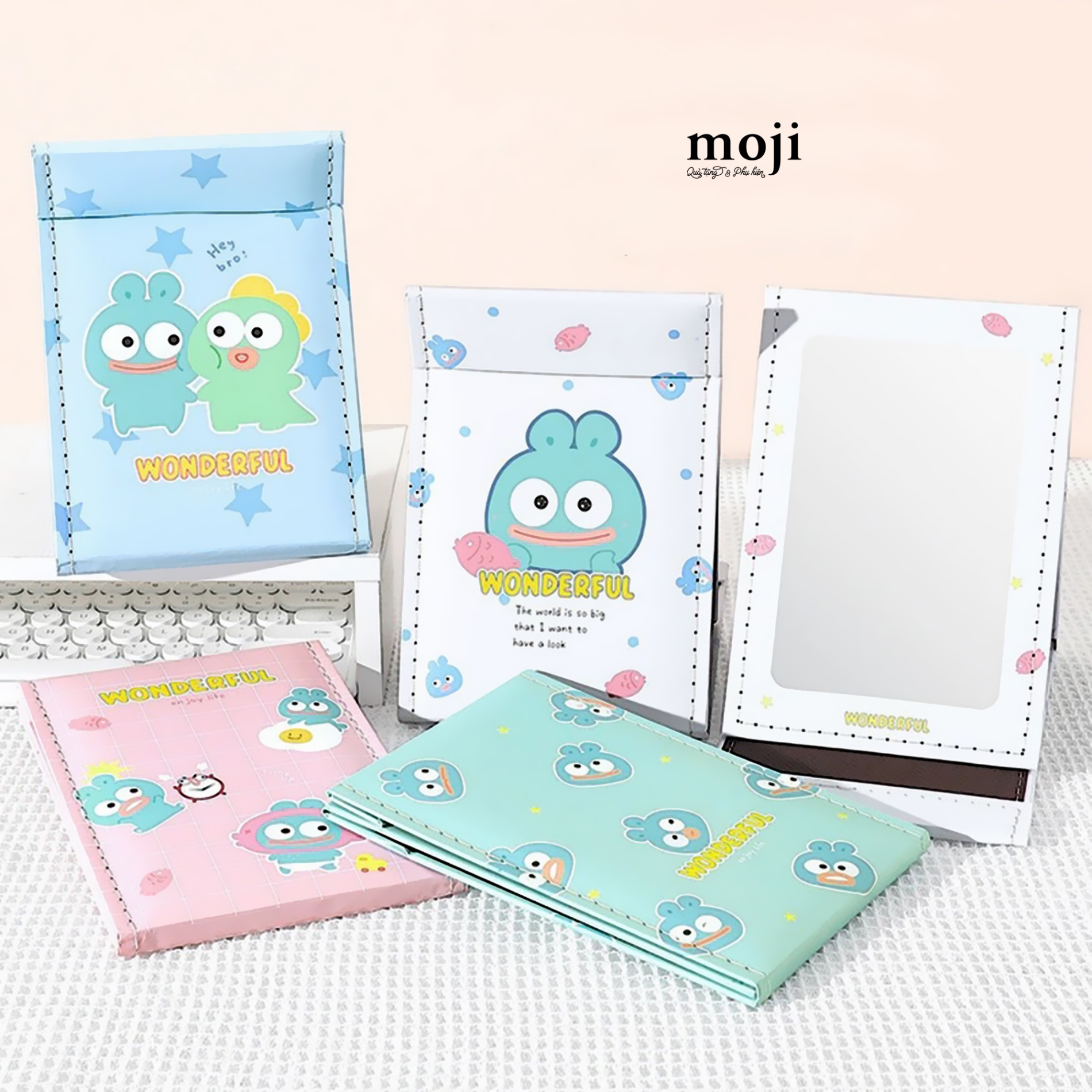 Gương gập để bàn Funny vibes animal big eyes môi dày wonderful 14x21