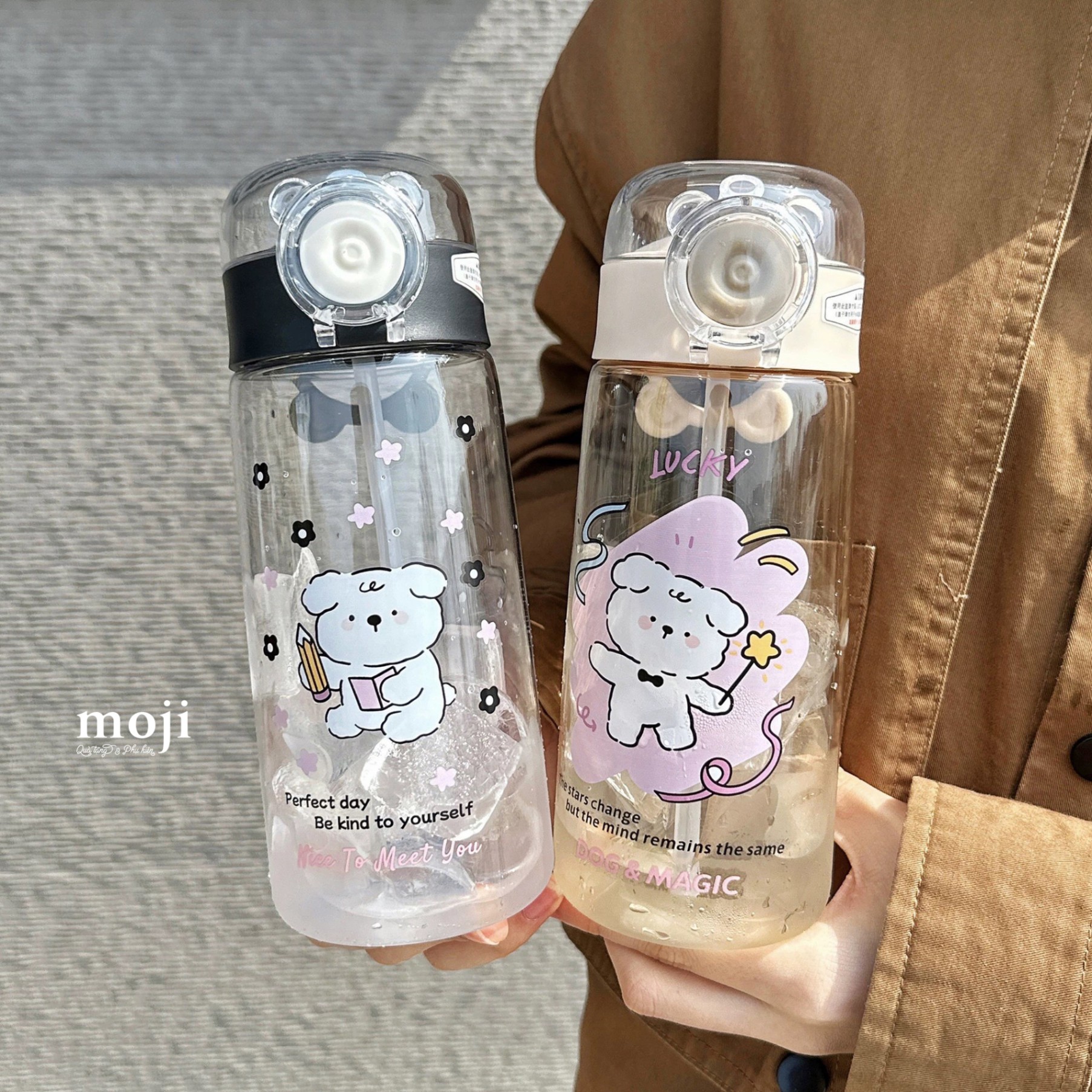 Bình nước nhựa Cute dog perfect day 600ml
