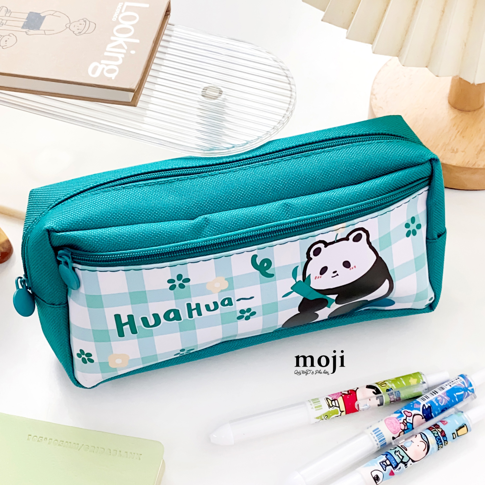 Hộp bút lớn Gấu trúc Pandabiz flower plaid pattern 5x10x20