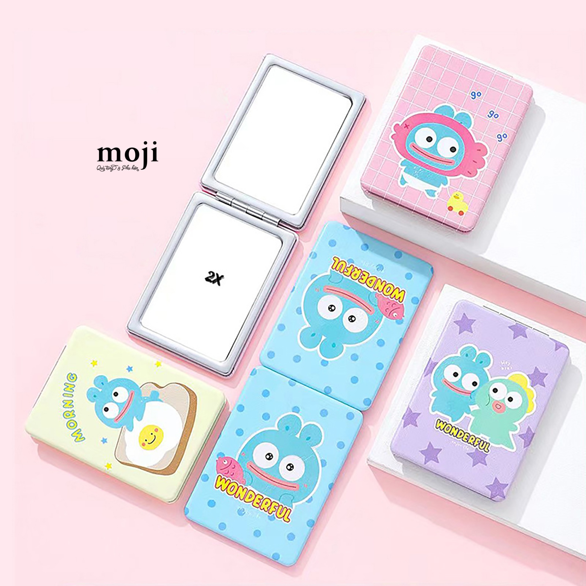 Gương gập chữ nhật Funny vibes animal big eyes môi dày wonderful 6x8
