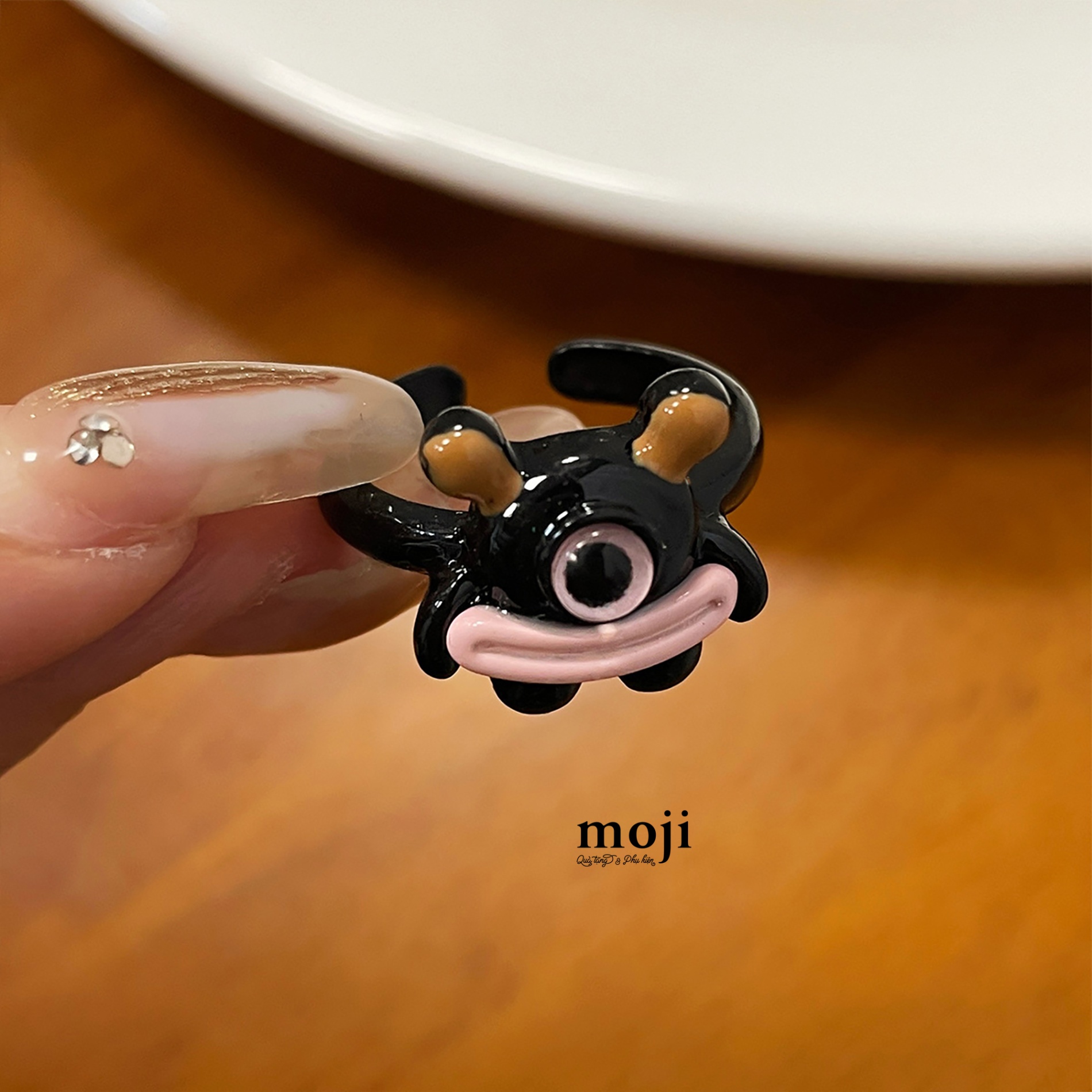 Nhẫn MJ Funny vibes animal big eyes môi dày đứng