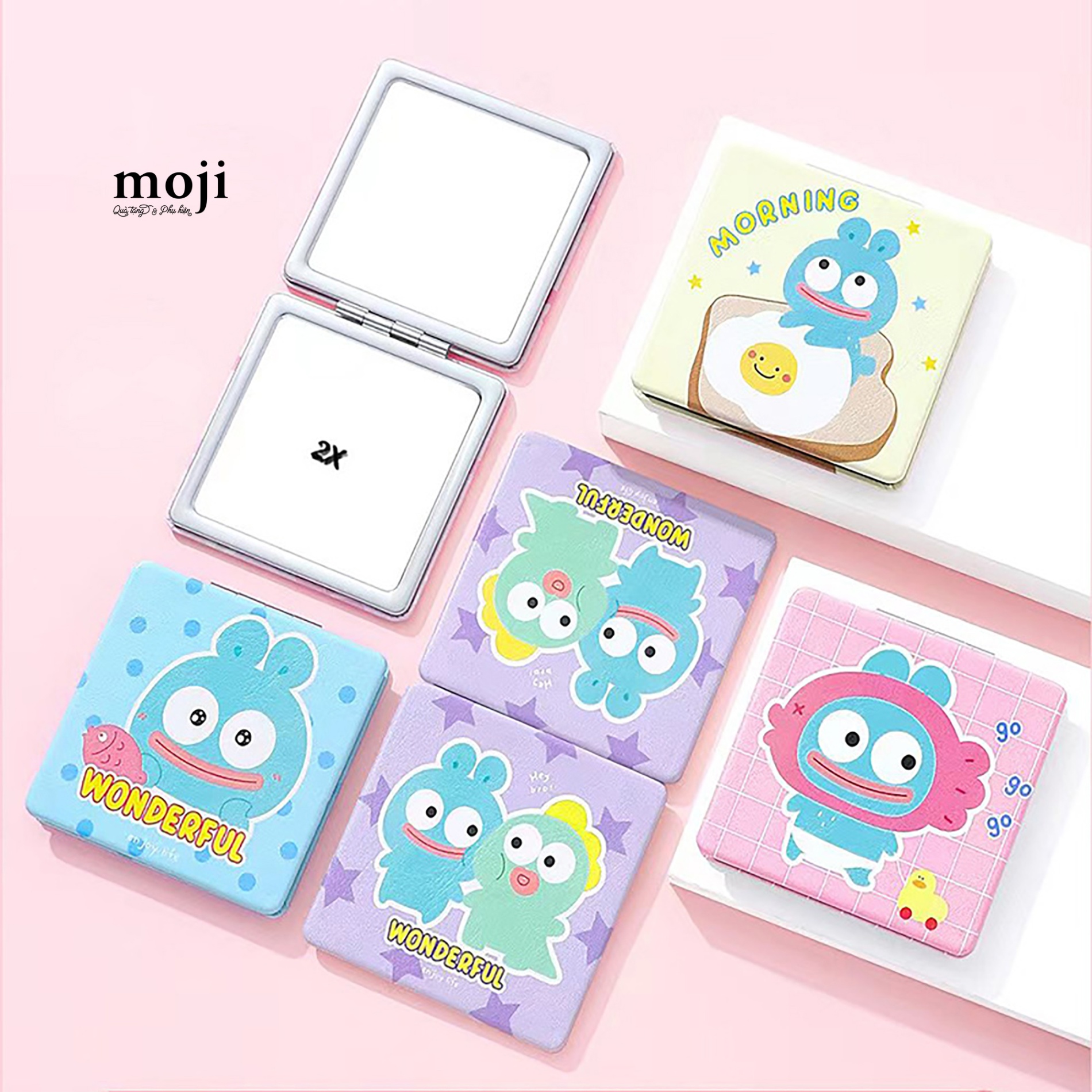 Gương gập vuông Funny vibes animal big eyes môi dày wonderful 6x6