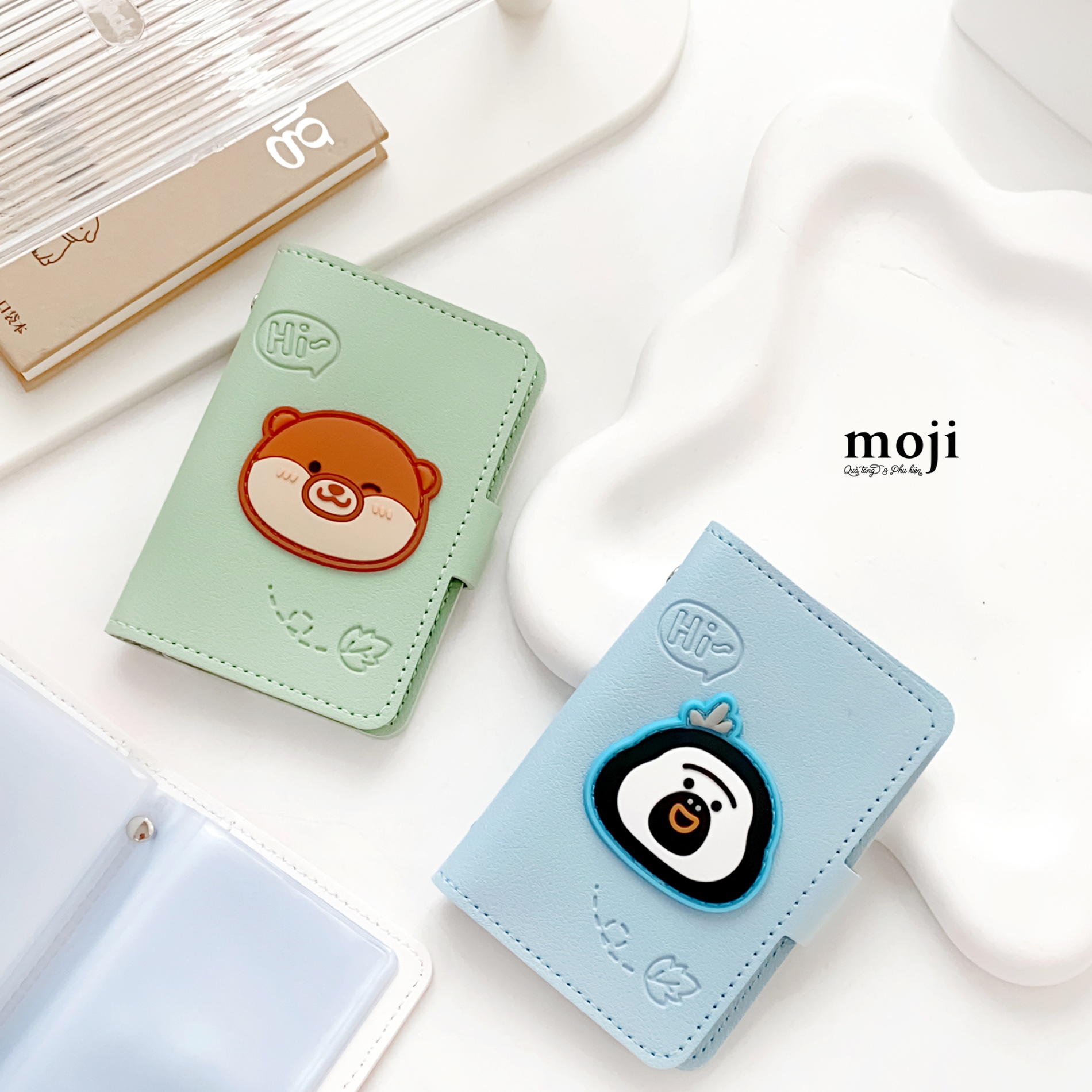 Ví mini đa năng Cute animal face say hi lá nhỏ 7x10