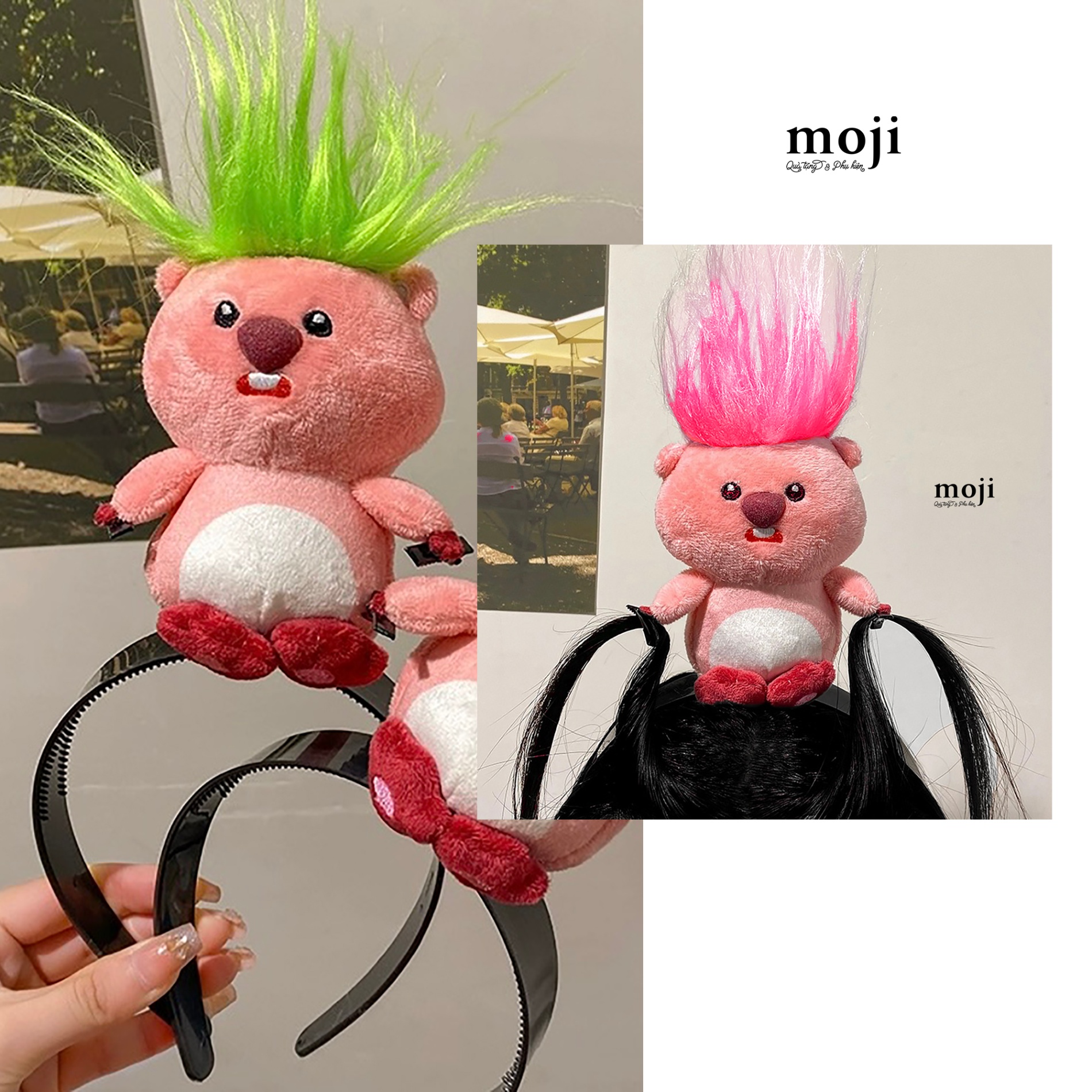 Băng đô bờm Funny vibes Hải ly Loopy có tóc nắm tóc