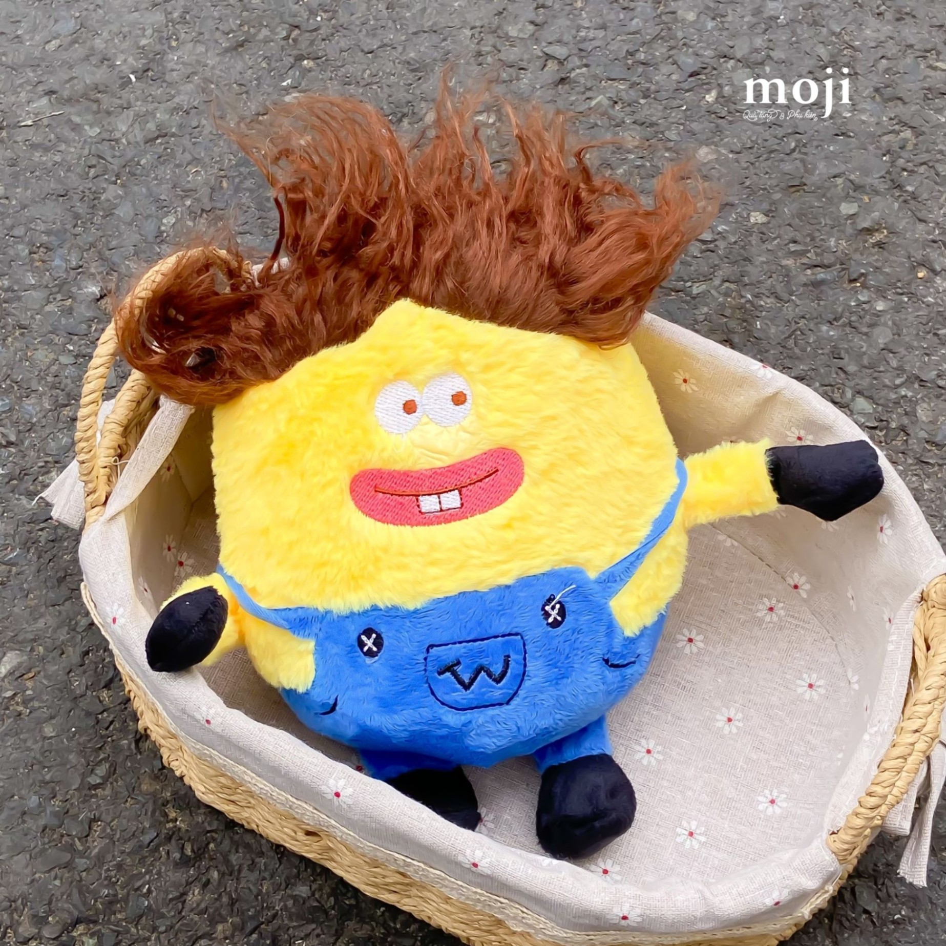 Gấu bông MS Funny vibes animal mặc yếm có tóc 23cm