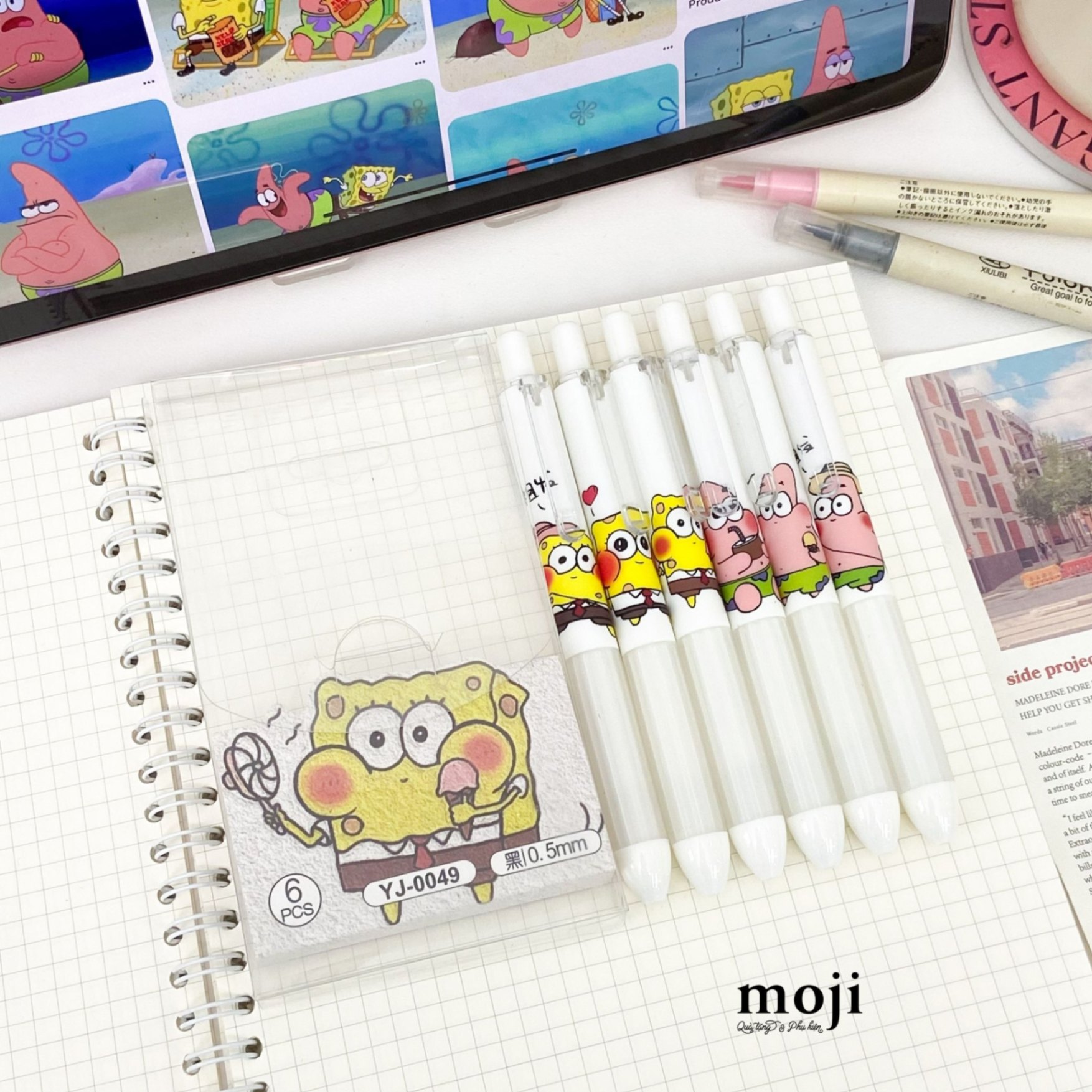 Bút viết set6 SpongeBob Patrick Star summer time má béo