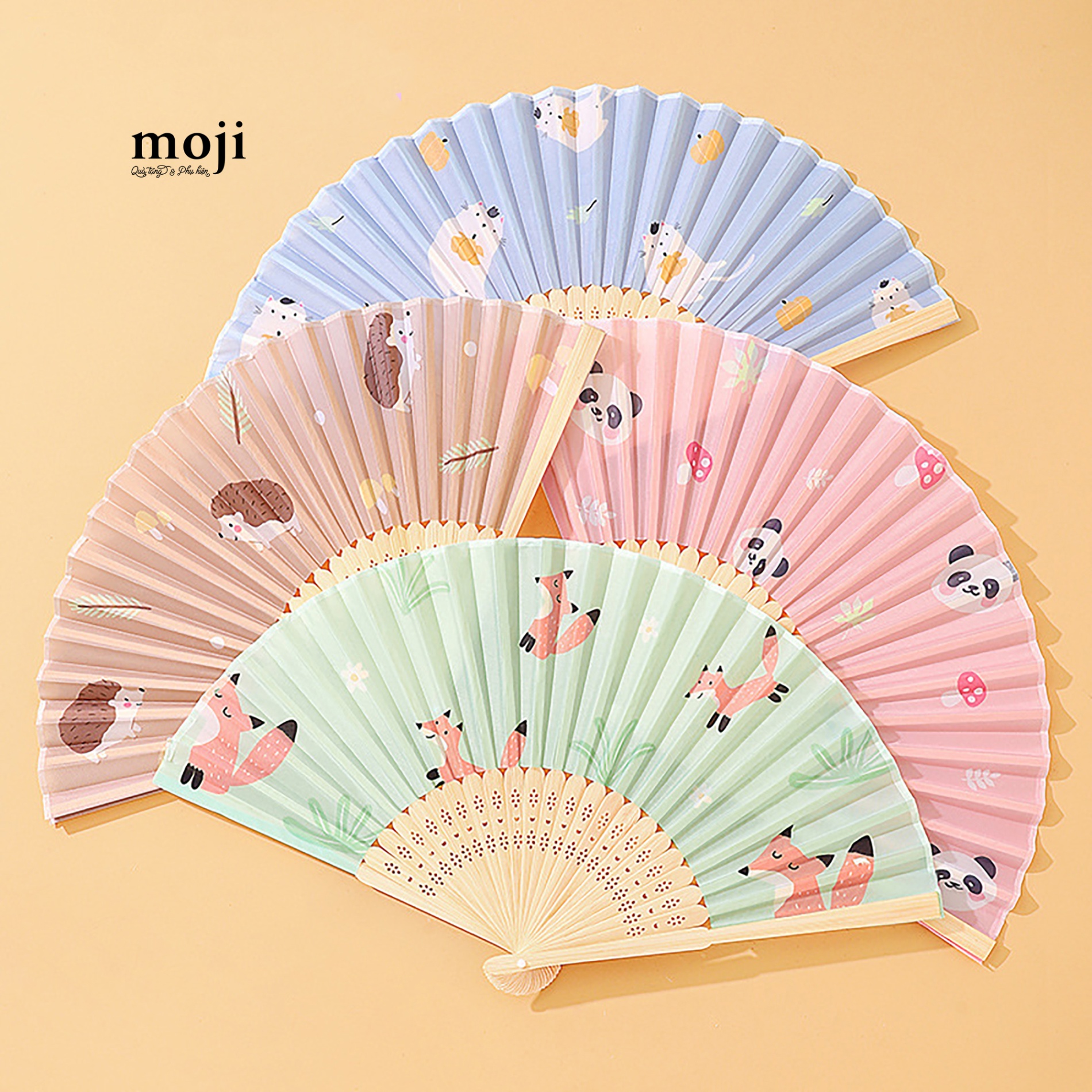 Quạt xòe MJ Forest animal leaf
