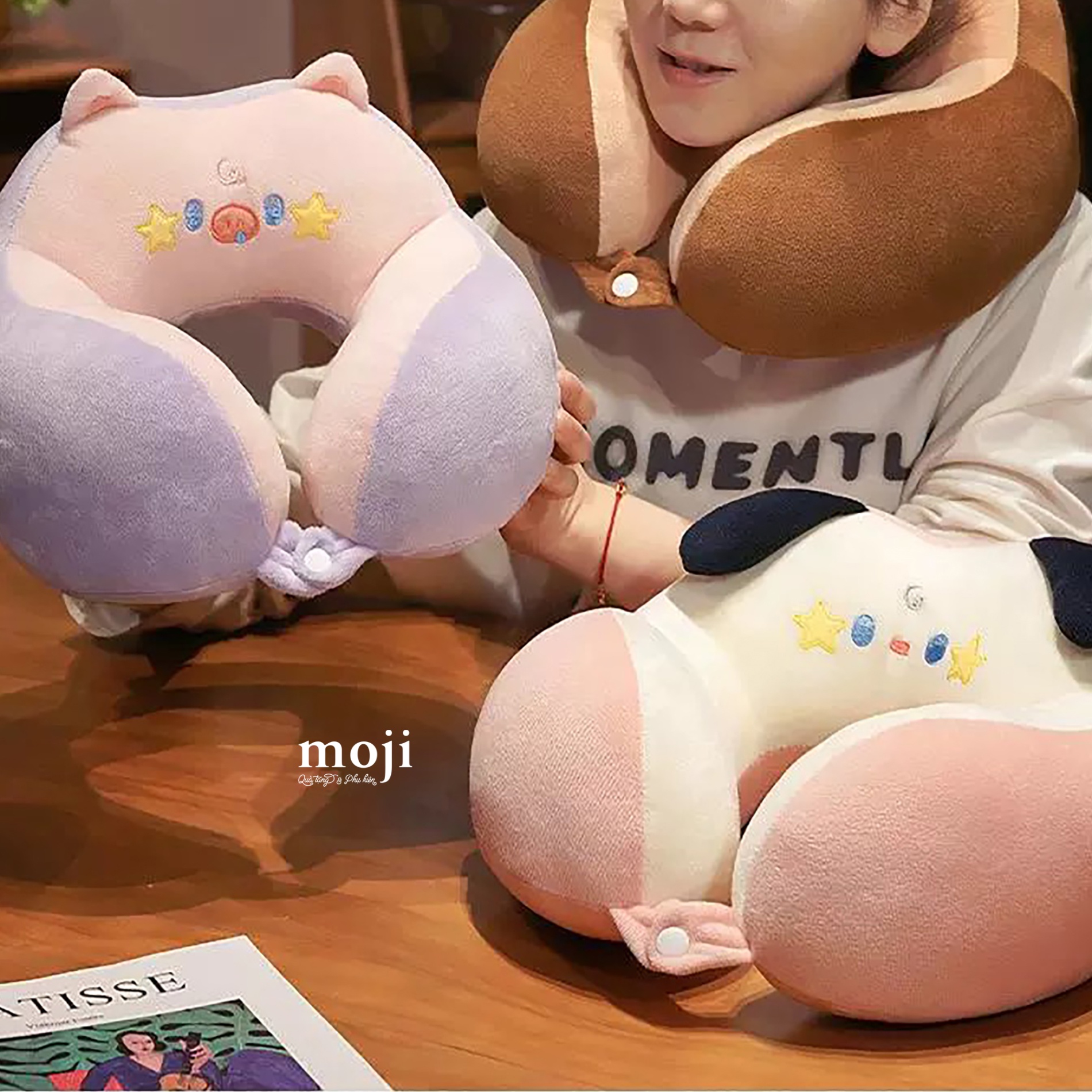 Gấu bông chữ U Cute animal double star ngôi sao có tai