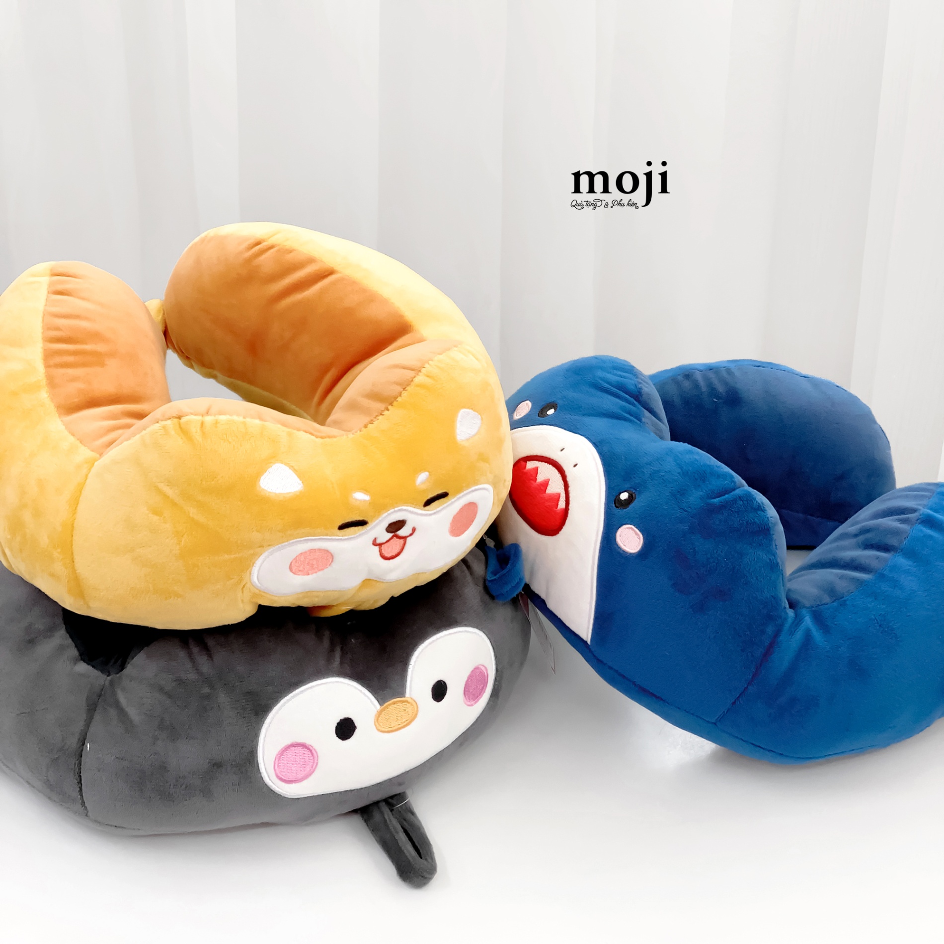 Gấu bông chữ U Cún Shiba shark penguin má hồng