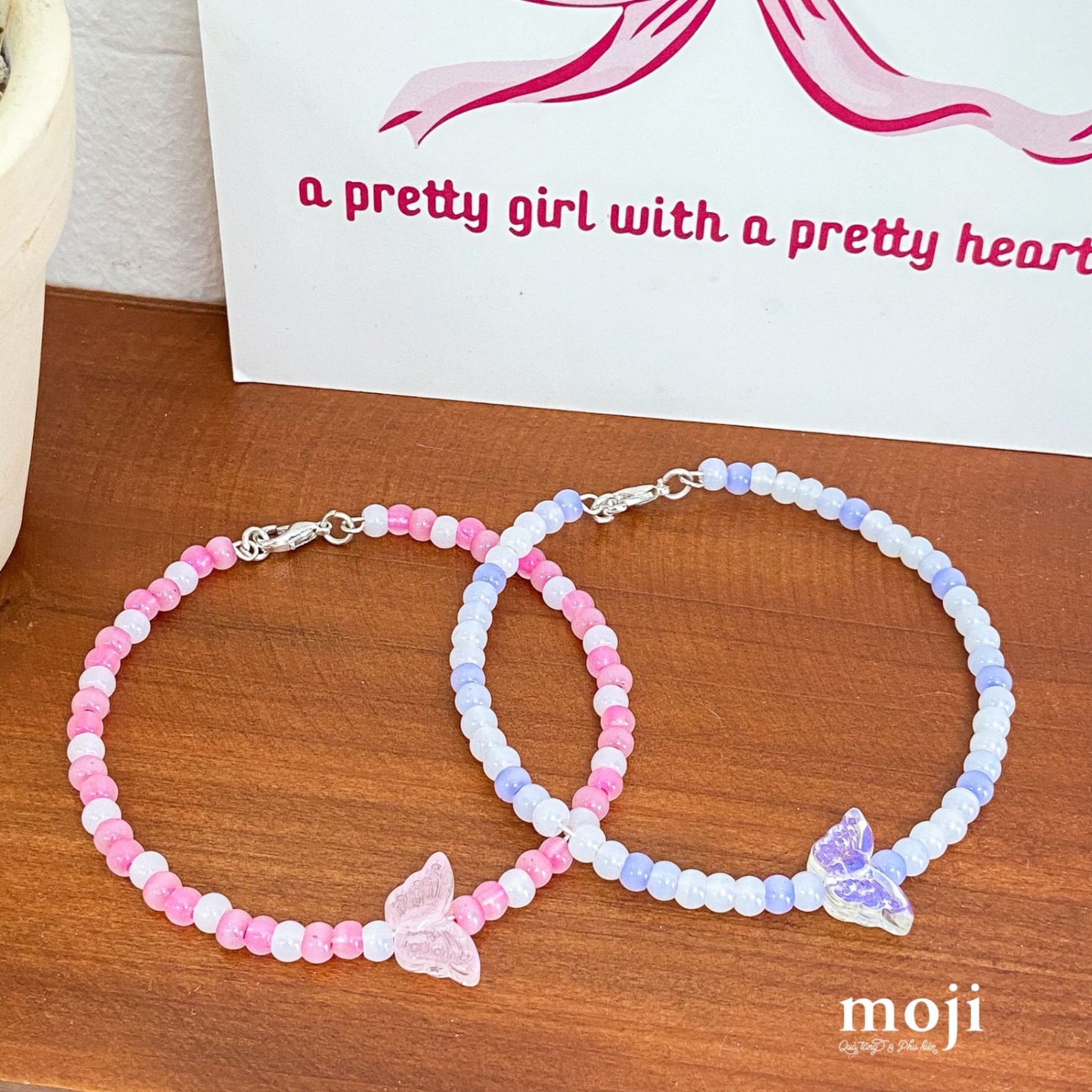 Vòng tay MJ Butterfly chuỗi hạt tròn phối màu