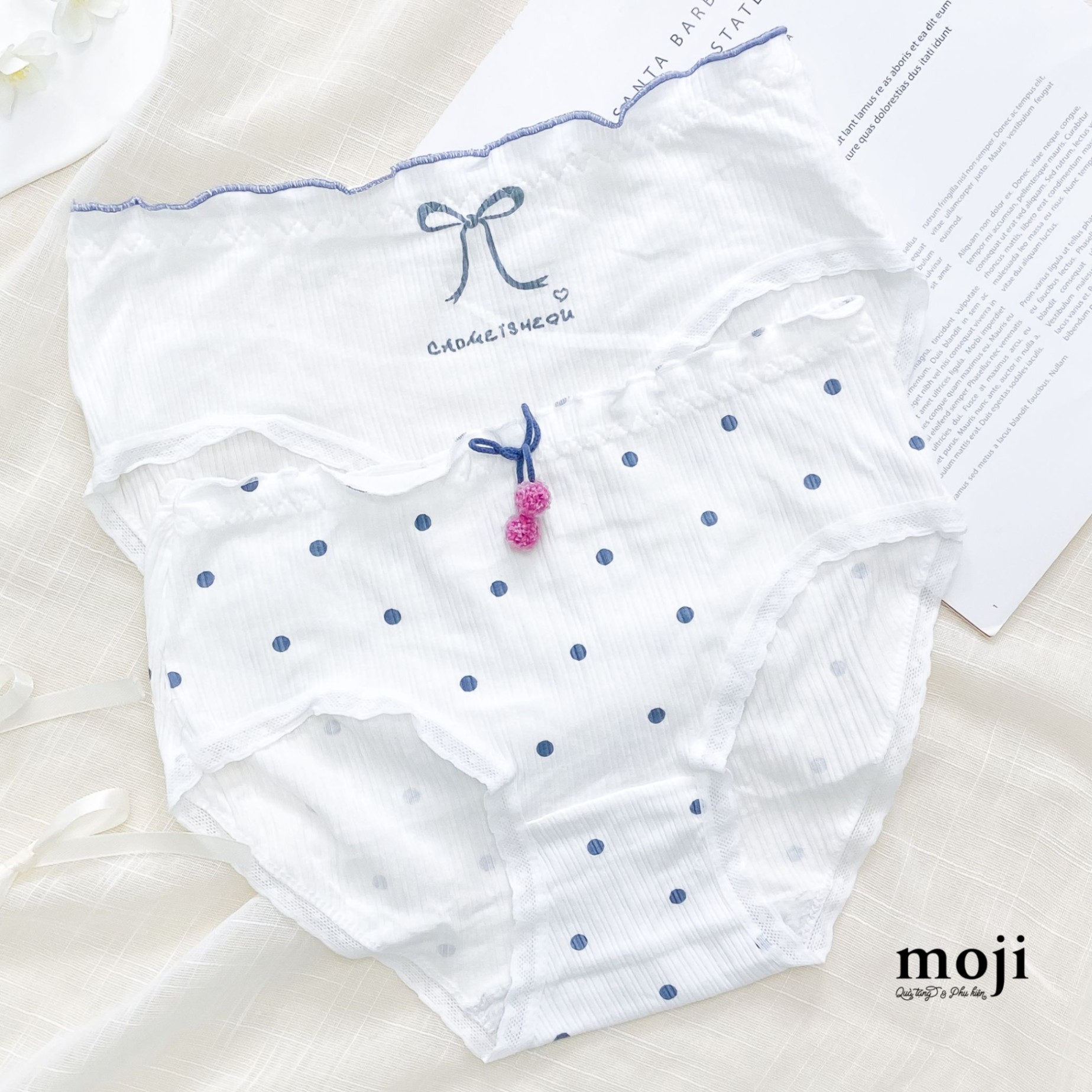 Quần chip MJ Bow nơ chấm bi có viền