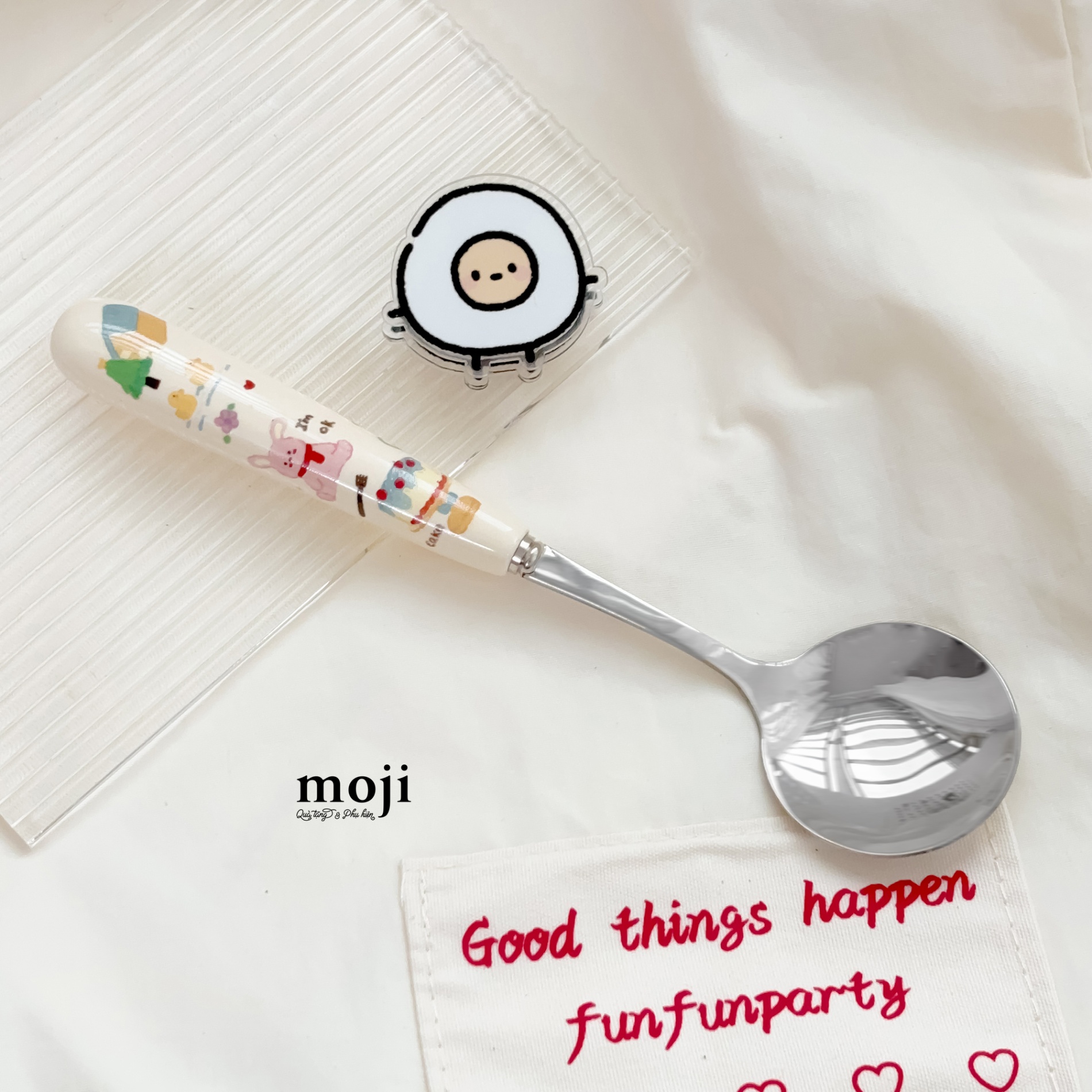 Thìa muỗng inox Cute animal house sweet cake