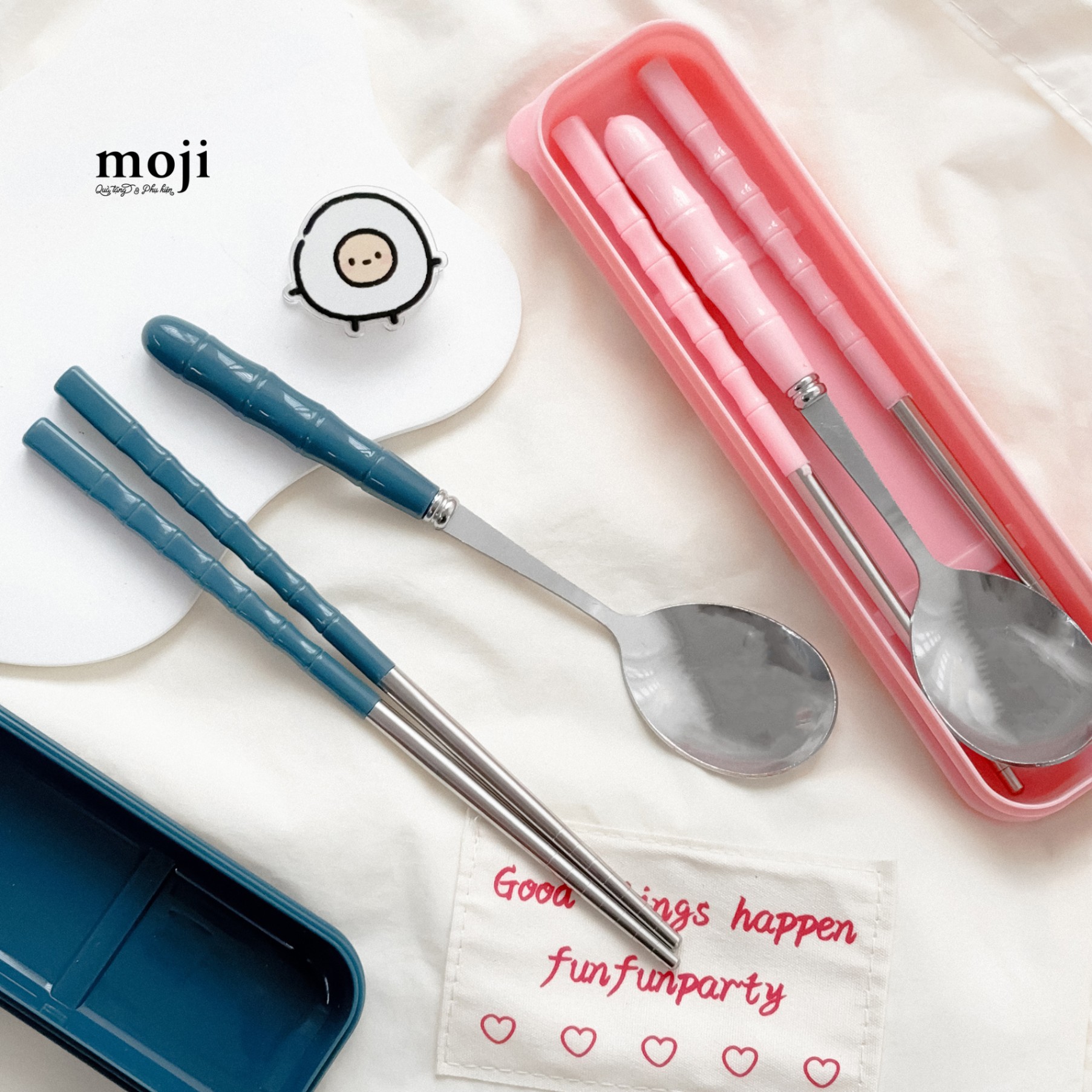 Bộ thìa đũa kim loại Đốt tre 1 màu