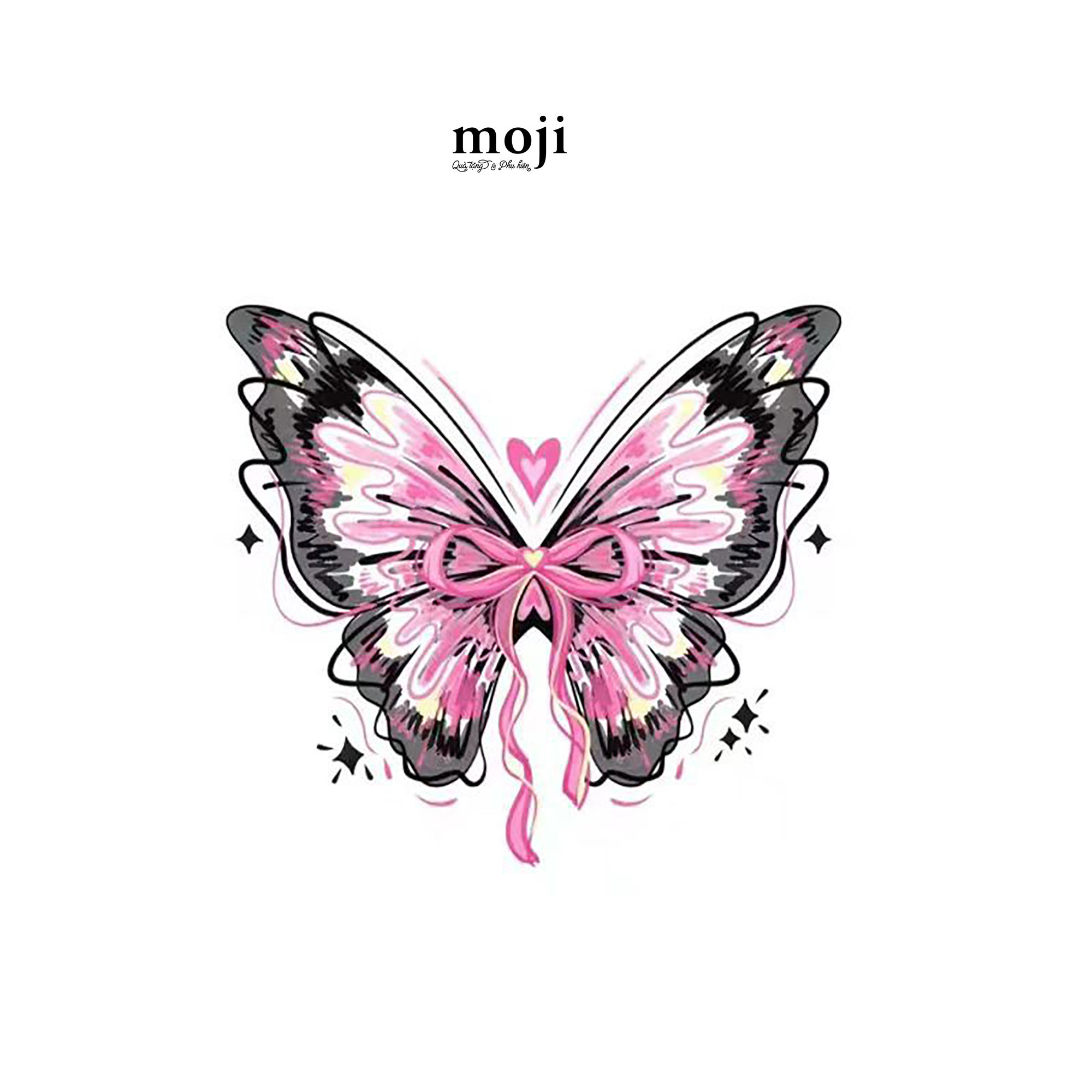 Tattoo Butterfly heart bow nơ