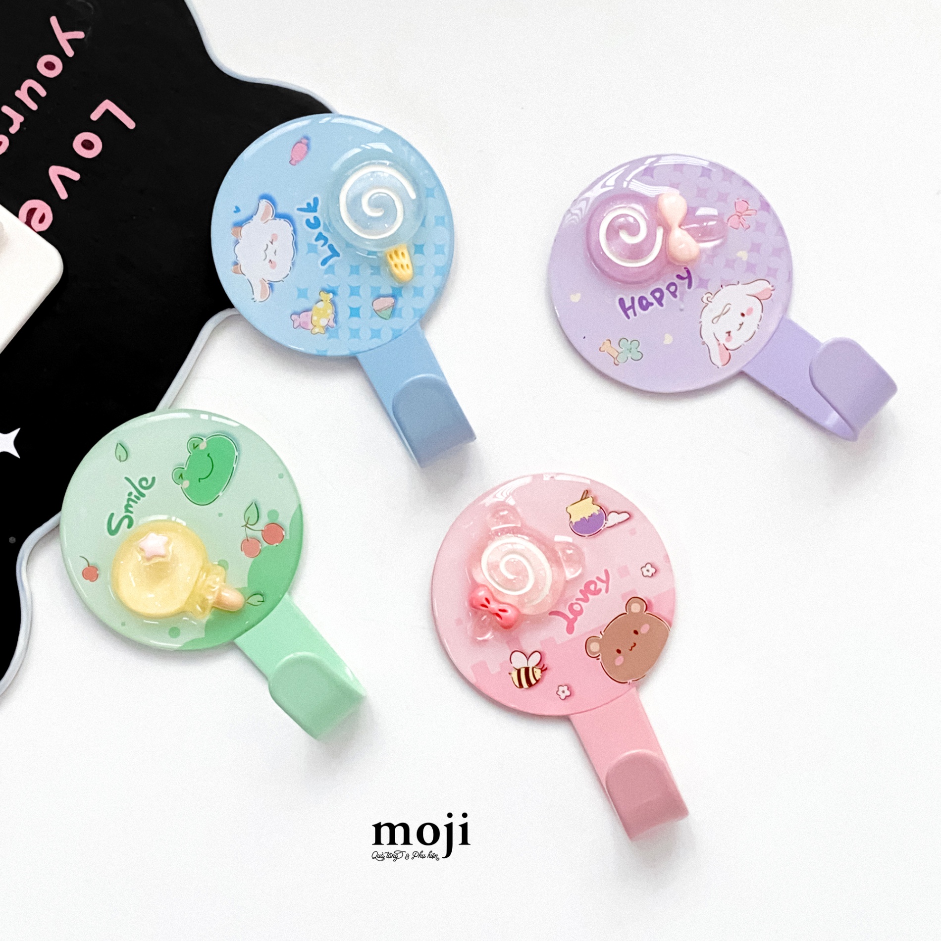 Móc treo đồ kim loại nổi Cute animal face candy set2