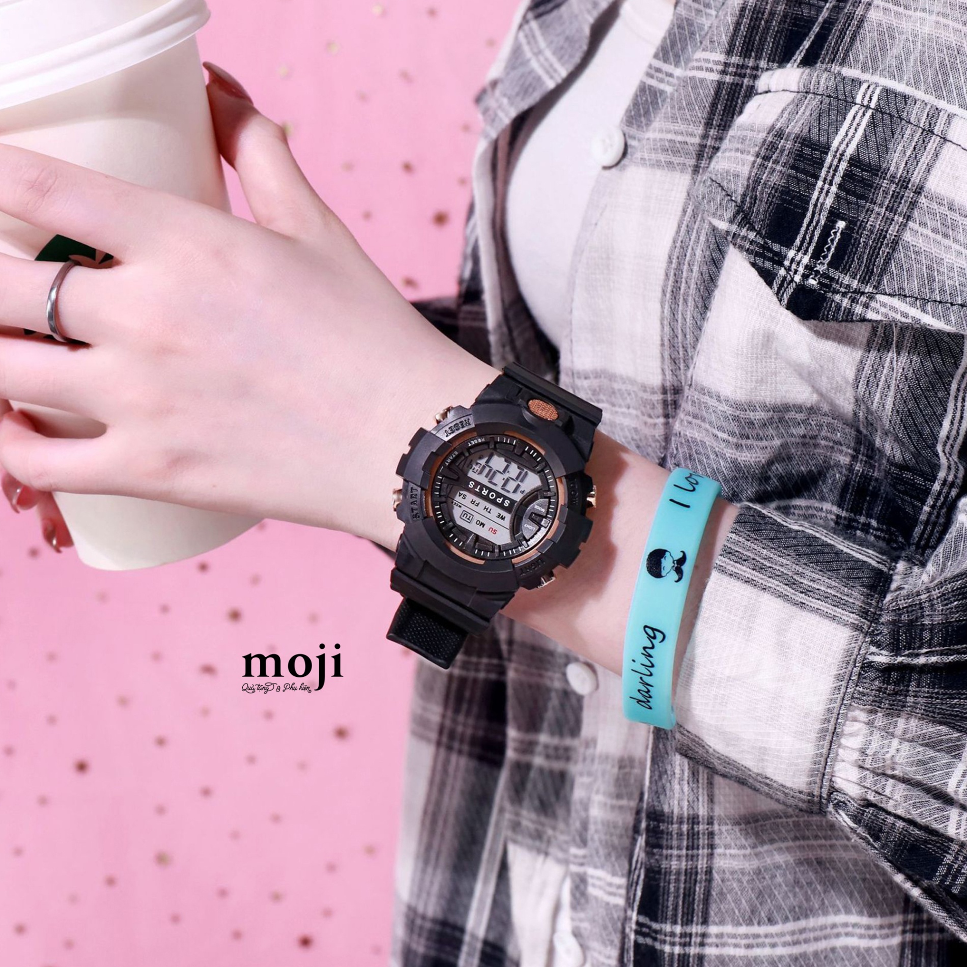 Đồng hồ MJ dây silicone Sport mặt tròn có vạch 1 màu 39mm