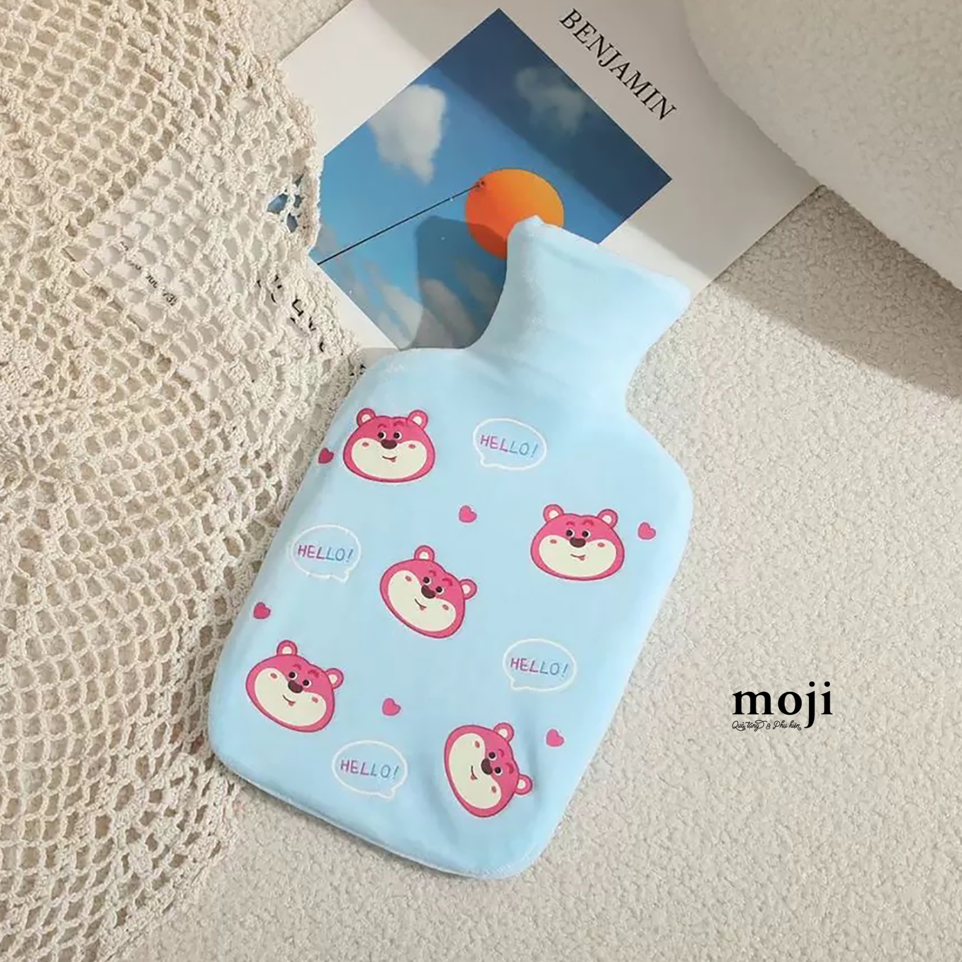 Túi chườm giữ nhiệt bọc vải Baby bear face heart hello 16x27