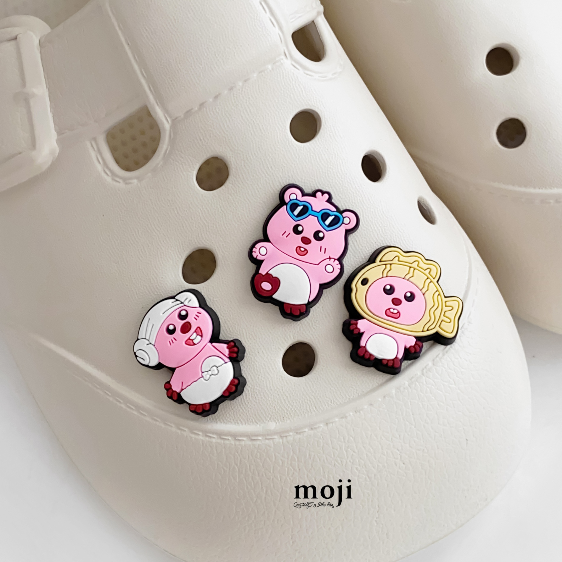 Jibbitz crocs Hải ly Loopy đeo kính quấn khăn tắm cosplay Taiyaki bánh cá