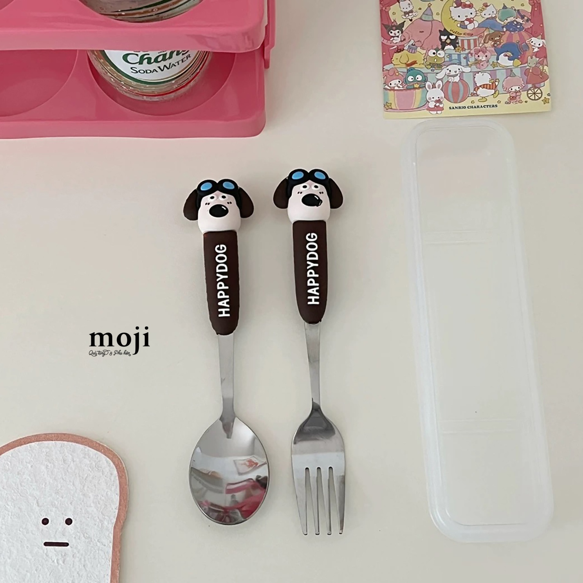 Bộ thìa muỗng nĩa kim loại Gromit dog happy